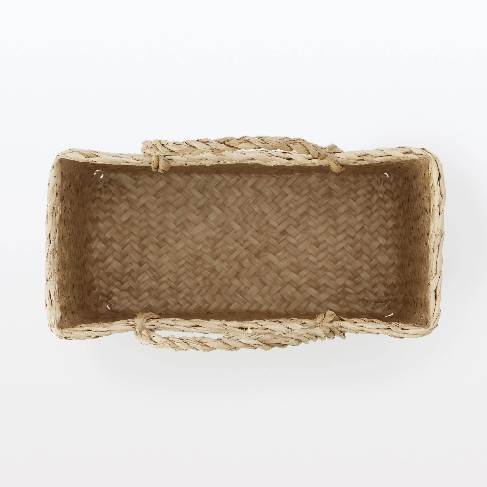 Seagrass Herringbone Basket with Handle - Small (W9.8 x D4.9 x H9.4") - Image 5