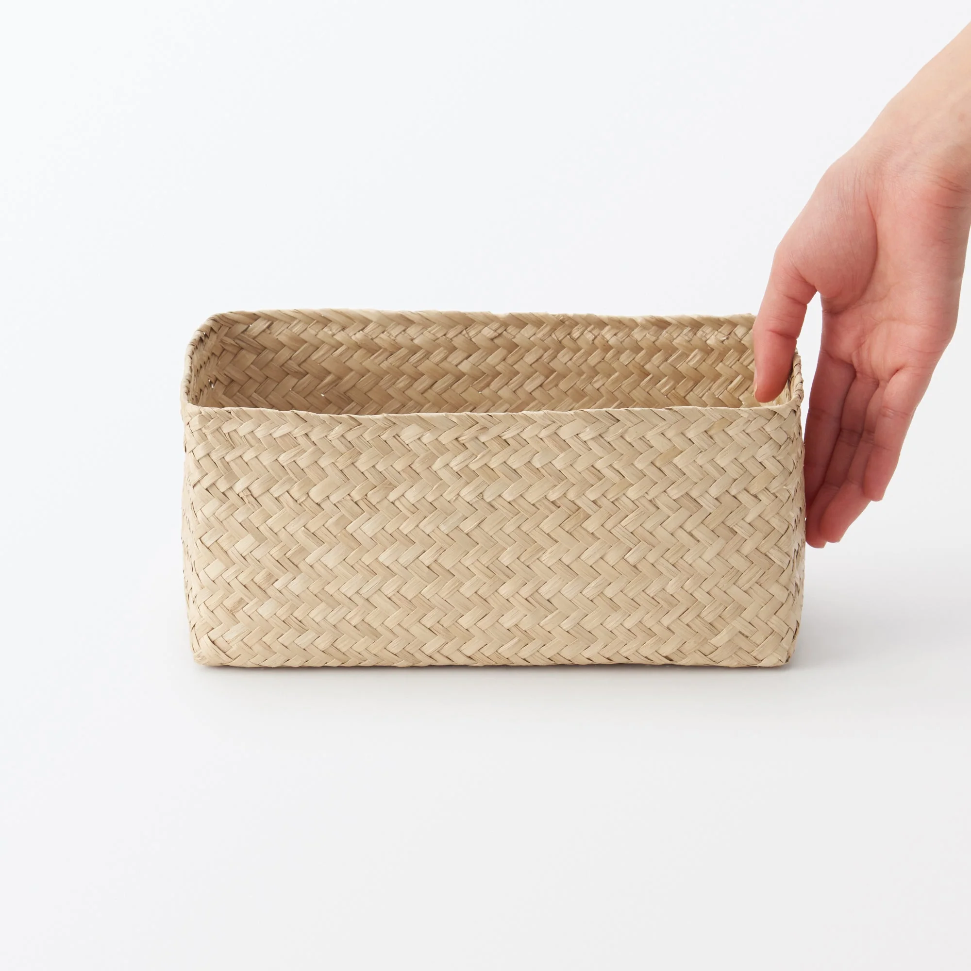 Seagrass Organizer Herringbone Rectangular Basket - Large (W5.9 x D9.8 x H4.7") - Image 6