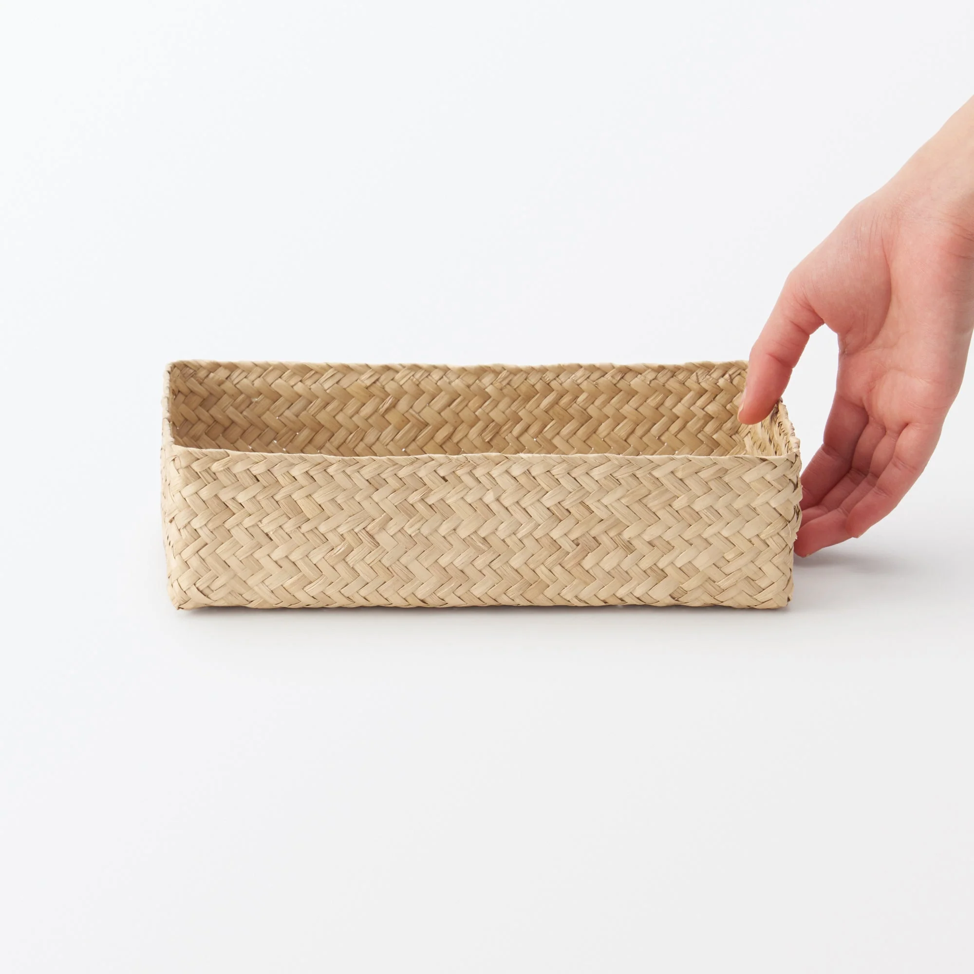 Seagrass Organizer Herringbone Rectangular Basket - Medium (W5.9 x D9.8 x H2.8") - Image 6