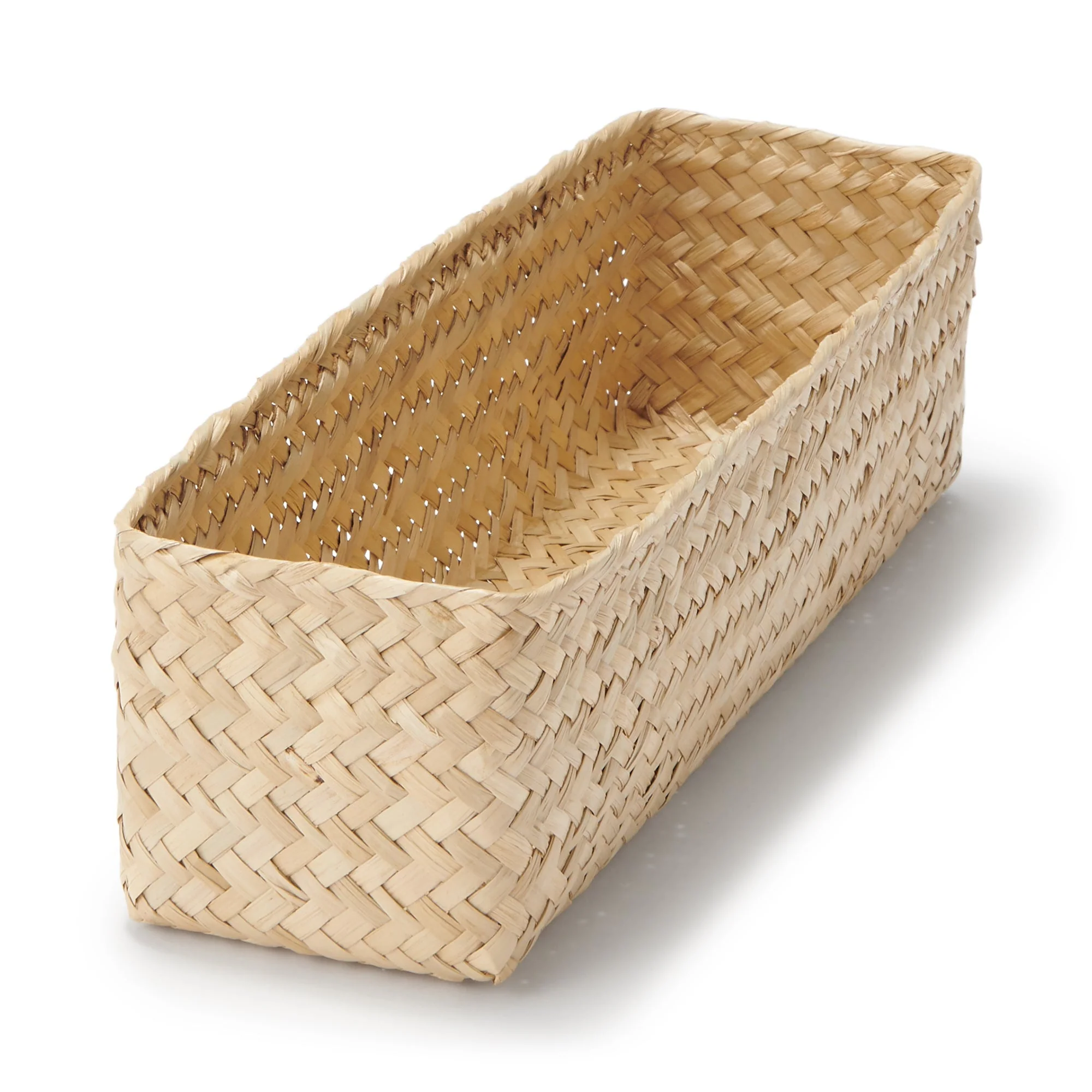 Seagrass Organizer Herringbone Rectangular Half Basket - Medium (W3.0 x D9.8 x H2.8")