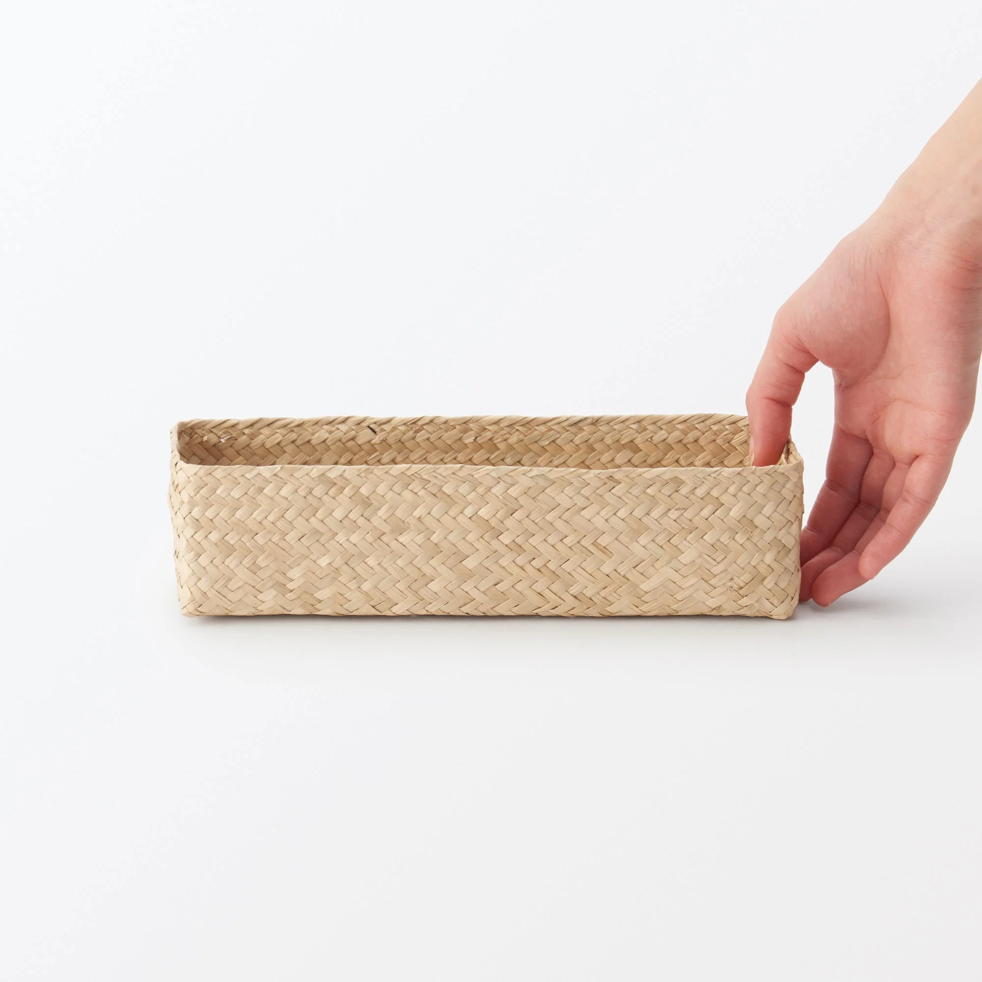 Seagrass Organizer Herringbone Rectangular Half Basket - Medium (W3.0 x D9.8 x H2.8") - Image 2
