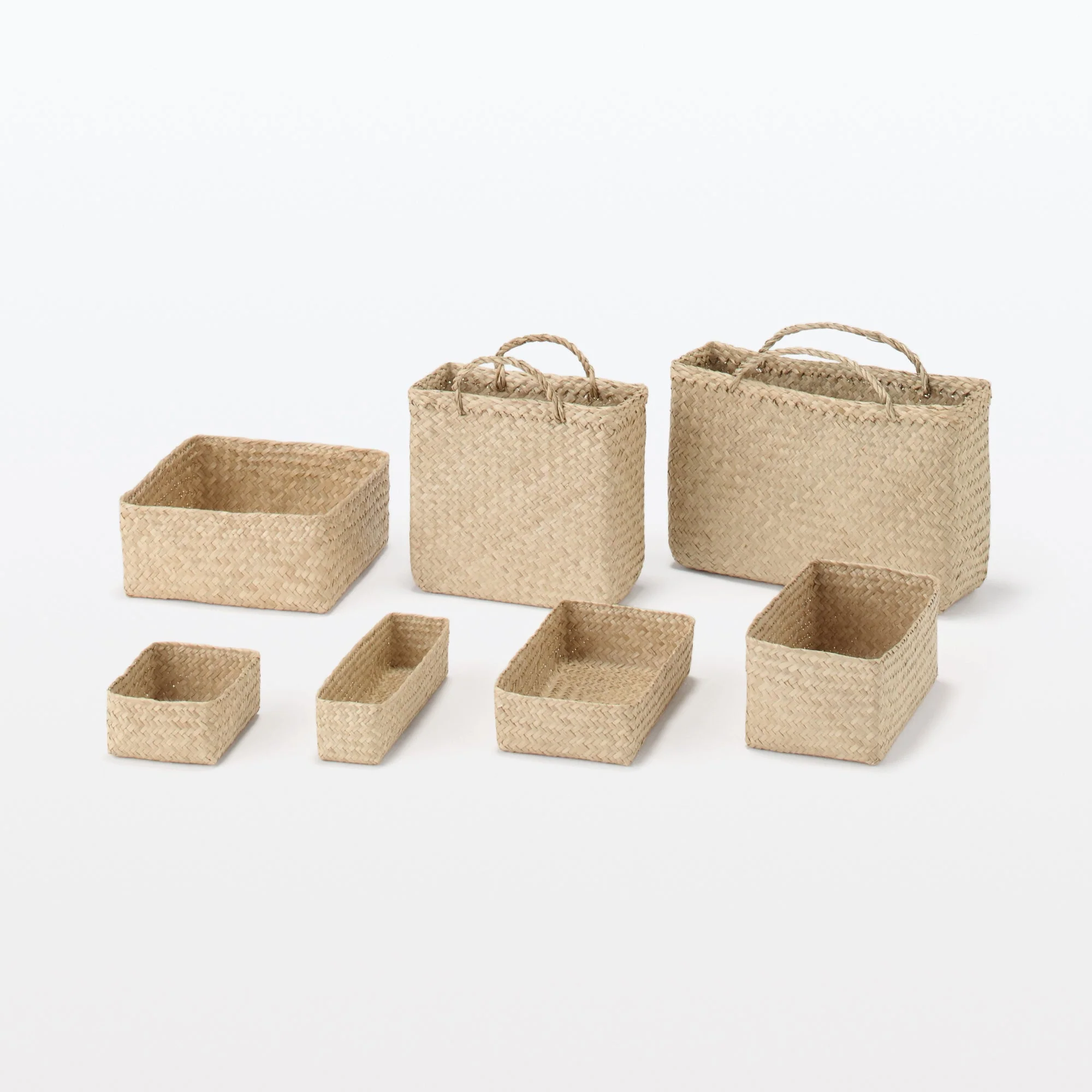 Seagrass Organizer Herringbone Rectangular Half Basket - Medium (W3.0 x D9.8 x H2.8") - Image 8