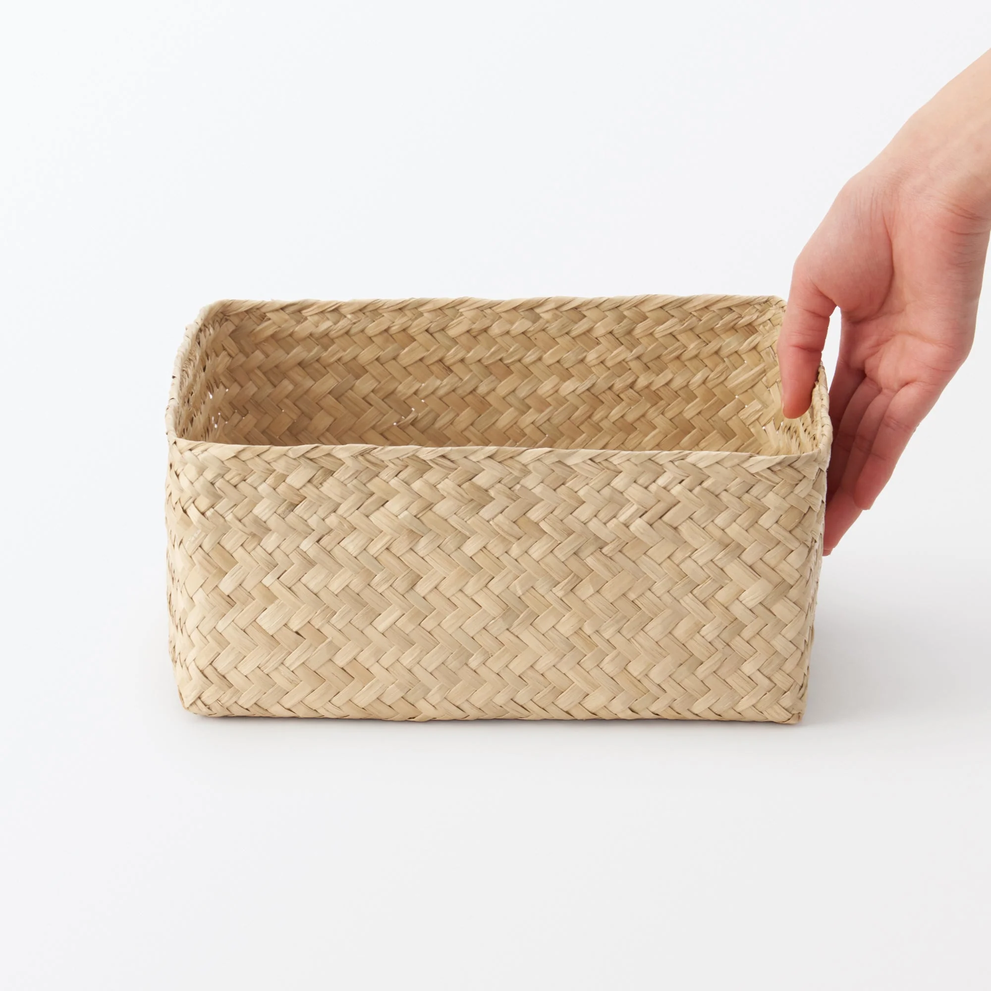 Seagrass Organizer Herringbone Square Basket (W9.8 x D9.8 x H4.7") - Image 6