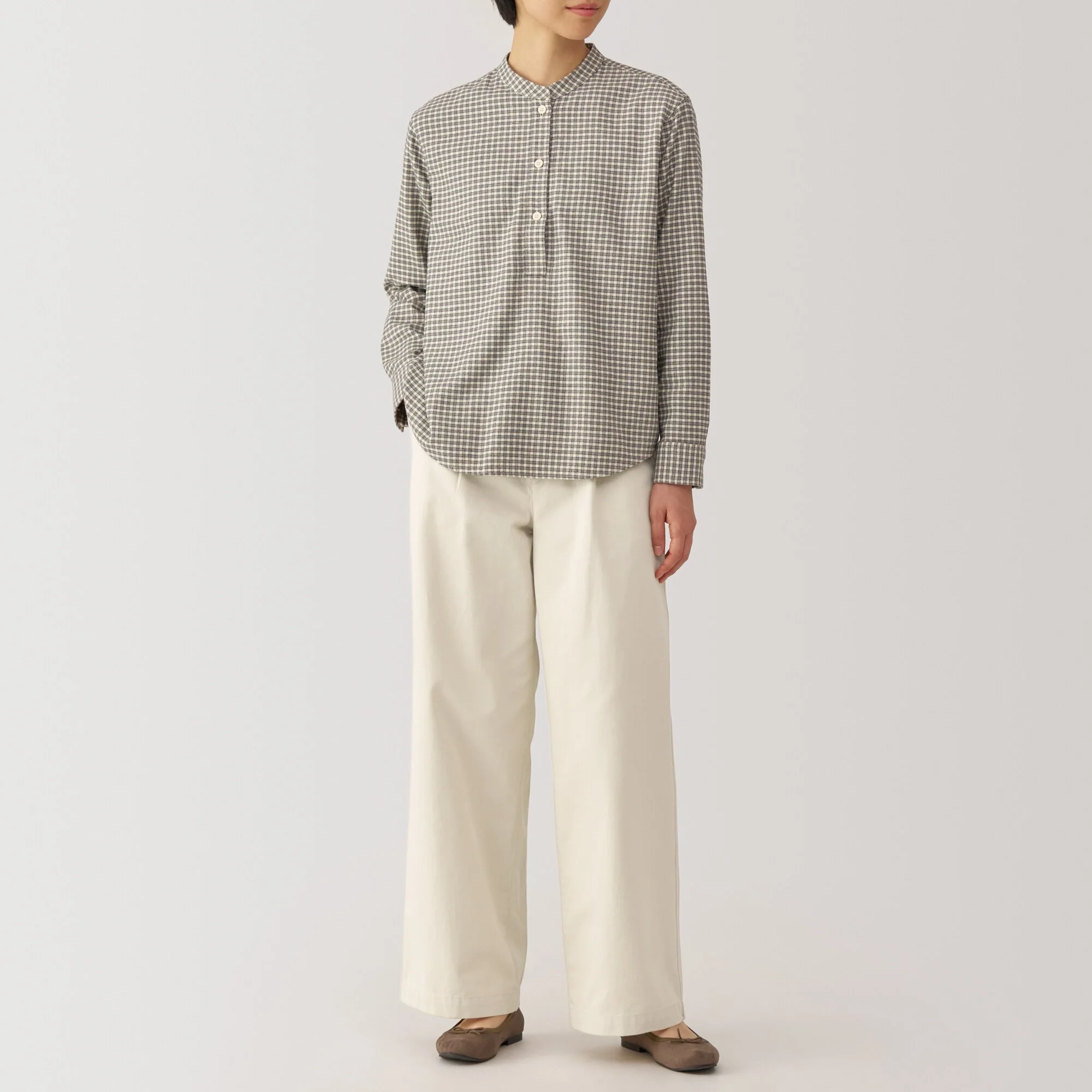 Slub Yarn Chino Darted Wide Pants