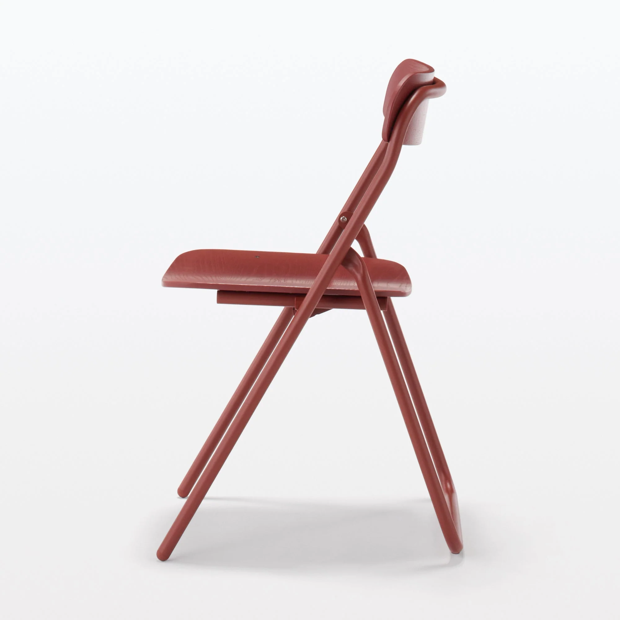 Steel Pipe Folding Chair with Wooden Seat - Burgundy - Image 2