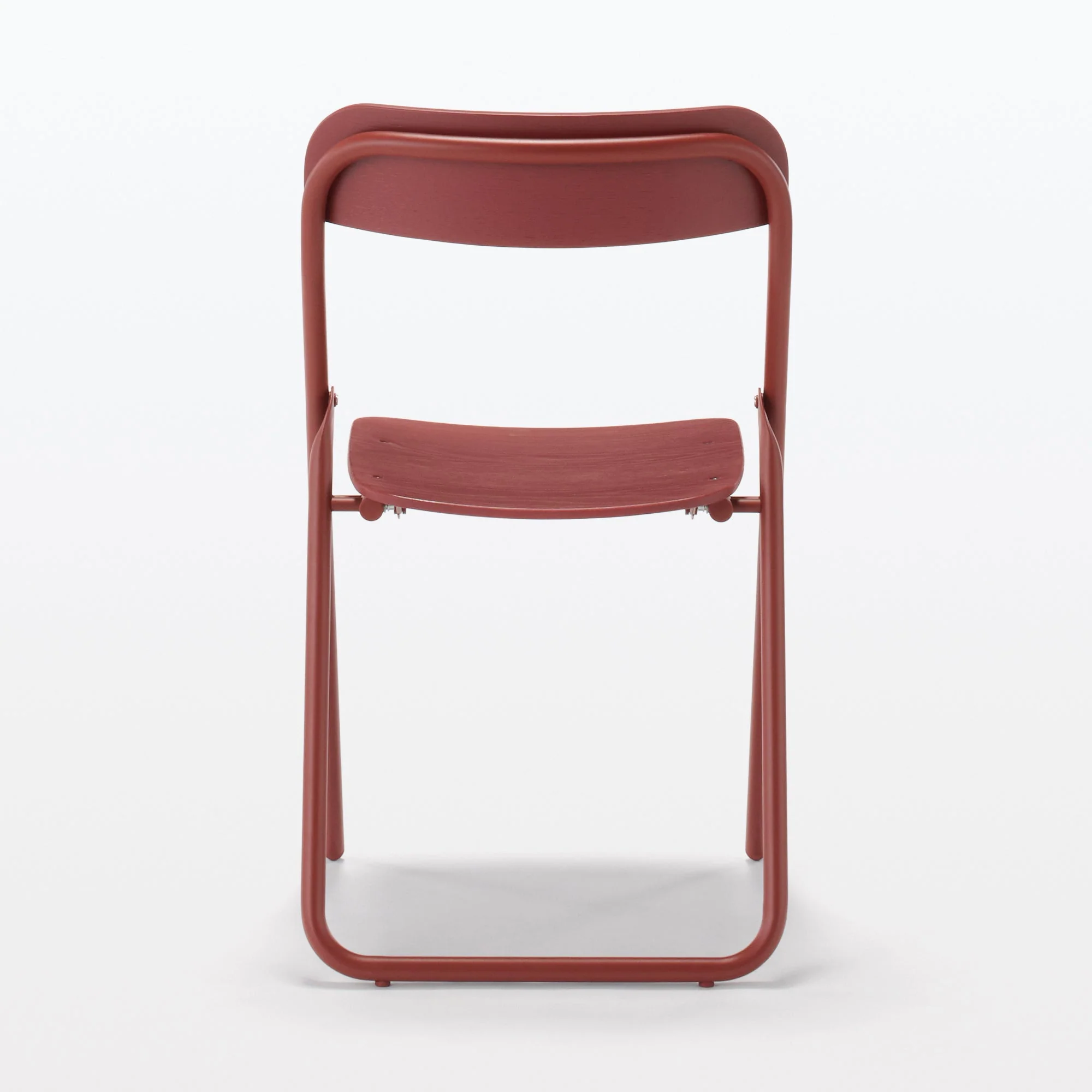 Steel Pipe Folding Chair with Wooden Seat - Burgundy - Image 3