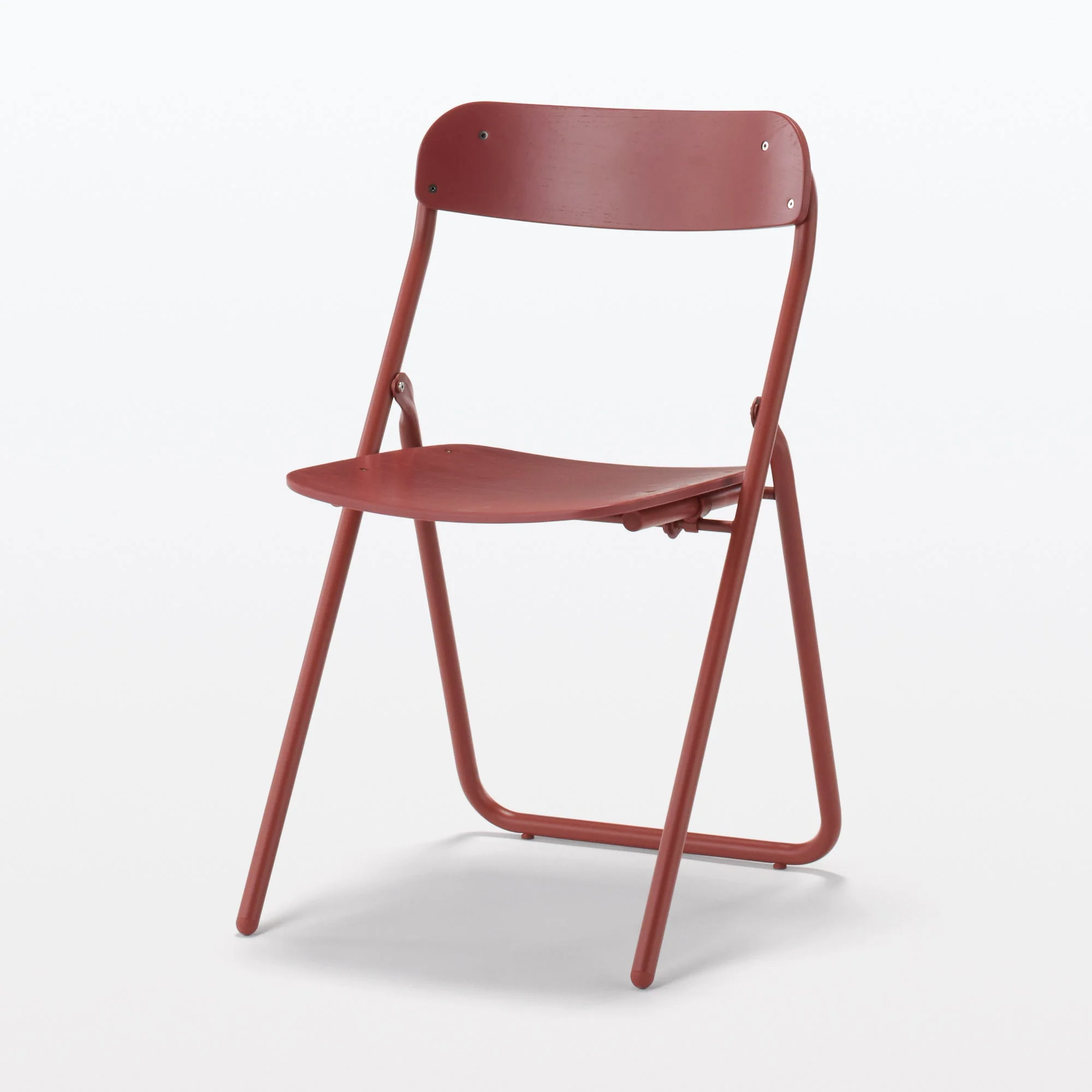 Steel Pipe Folding Chair with Wooden Seat - Burgundy - Image 4