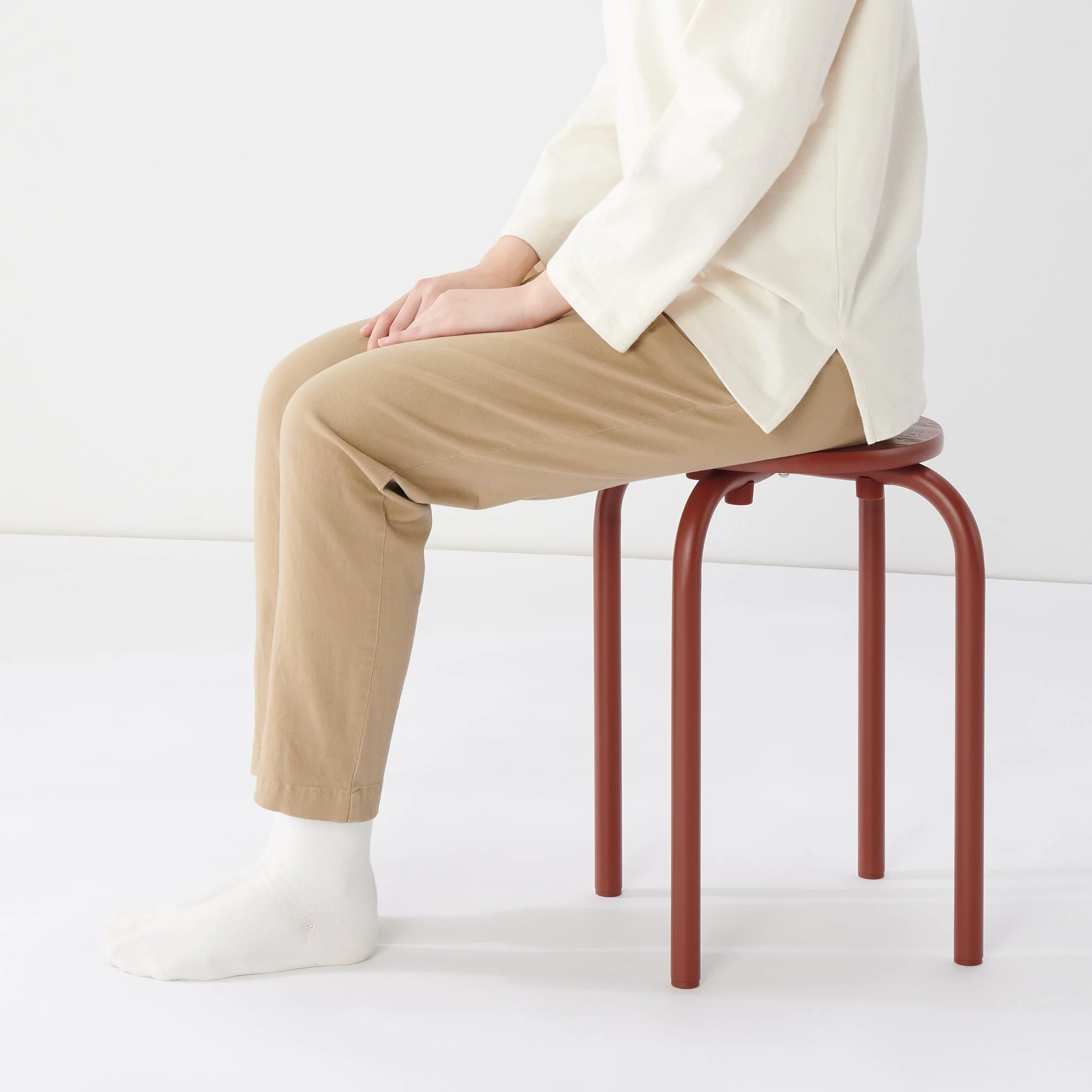 Steel Pipe Stacking Stool - Burgundy - Image 3