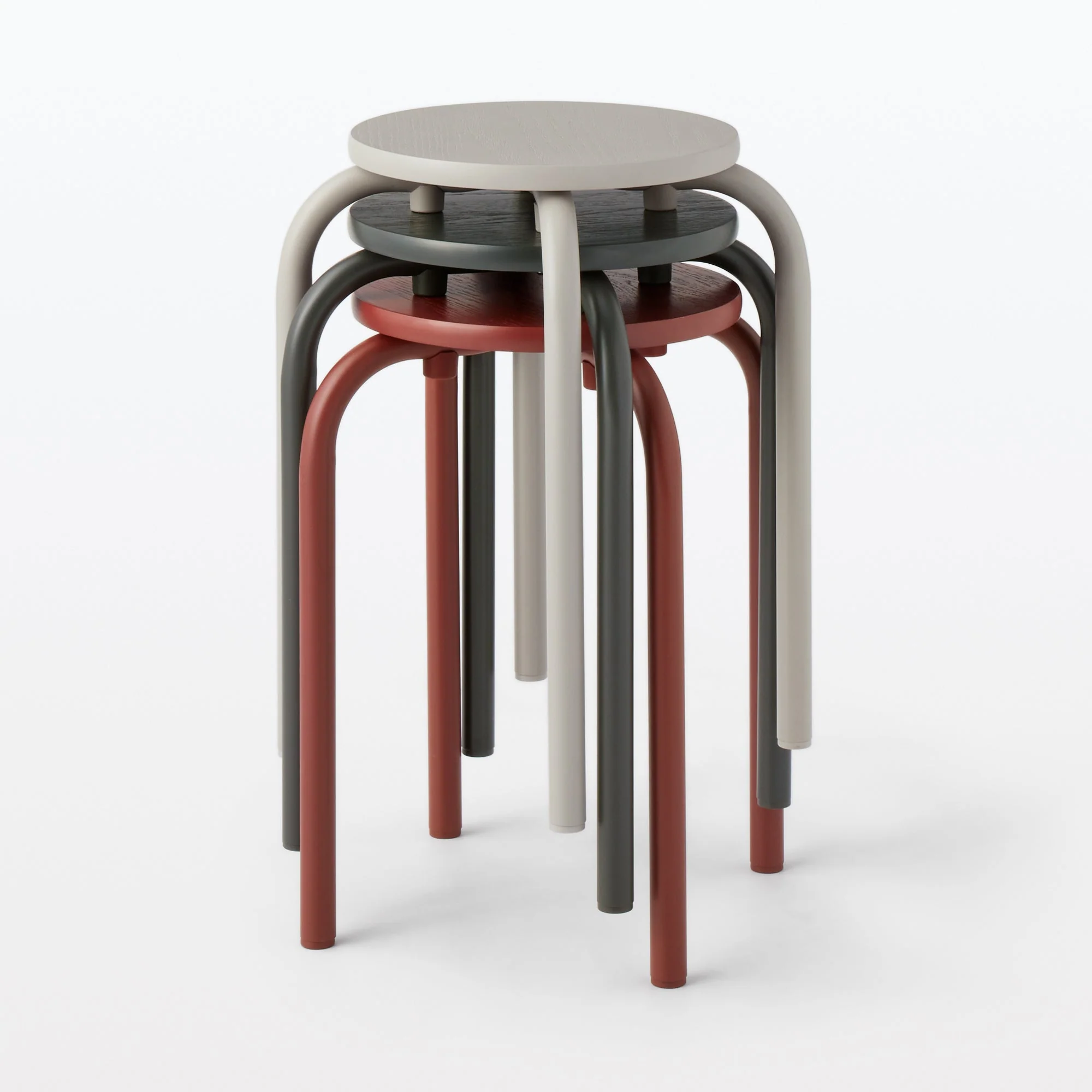 Steel Pipe Stacking Stool - Burgundy - Image 4