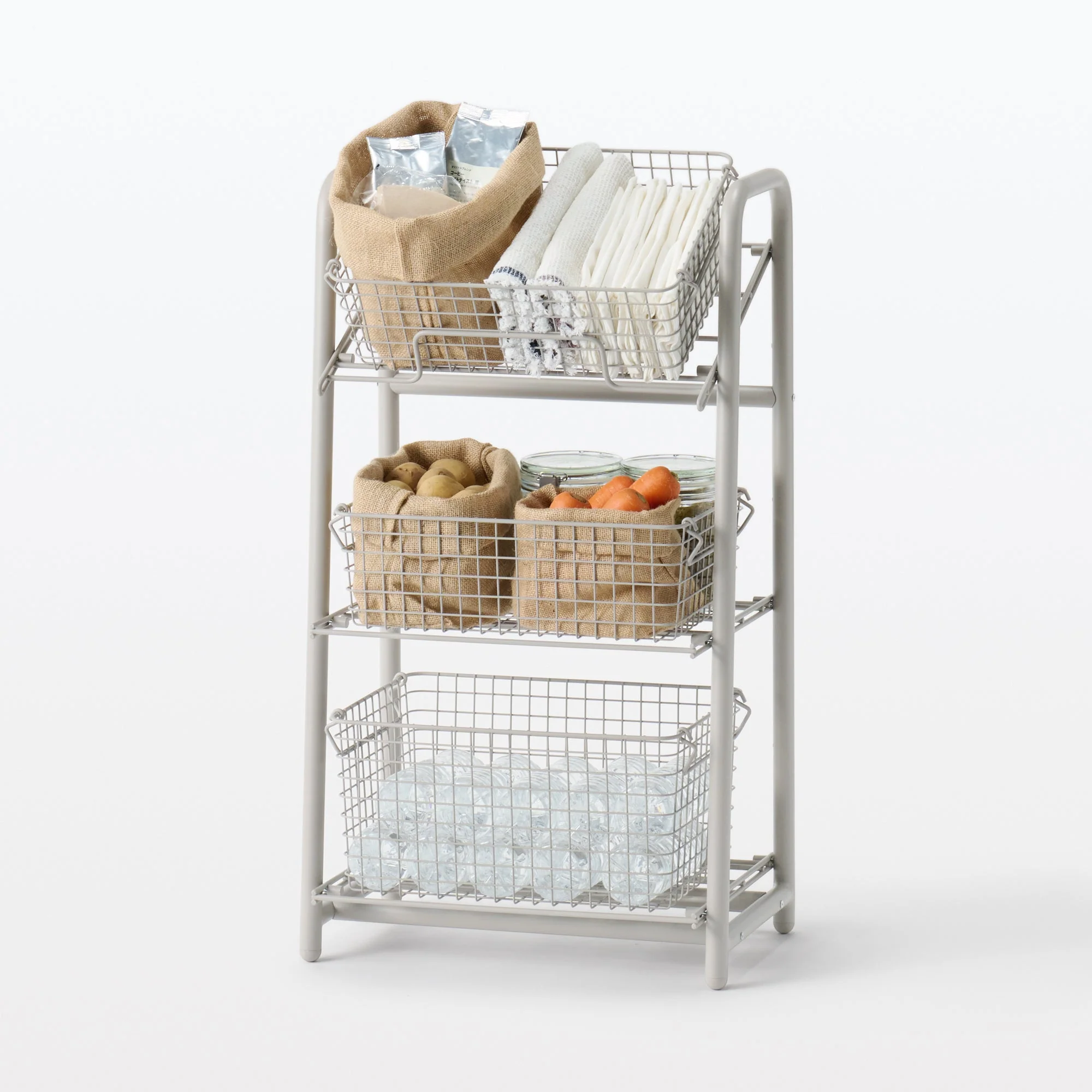 Steel Pipe Storage Rack Basket Set - Warm Gray - Image 2