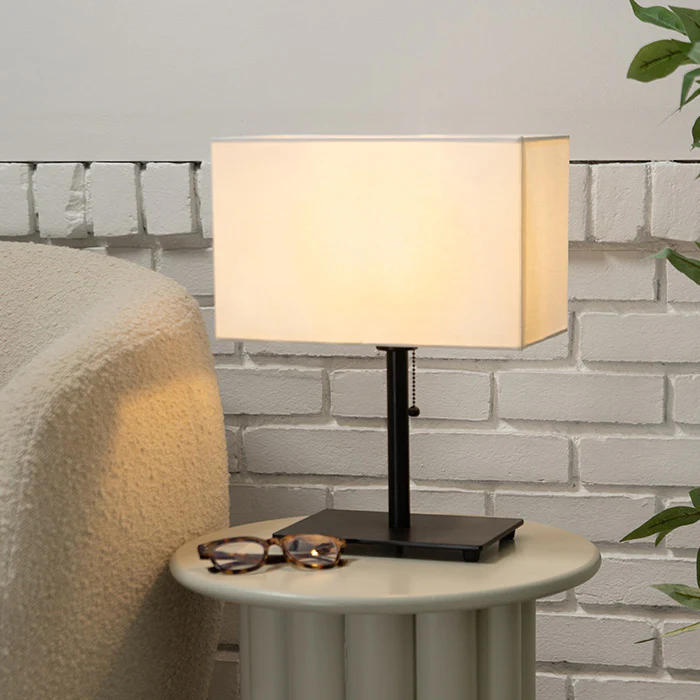 Steel Table Lamp with Rectangle Shade - Image 2