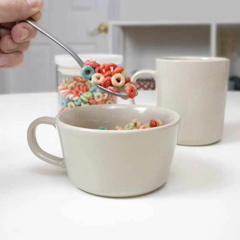 Stoneware Cereal Mug Cup - Gray Beige - Image 5