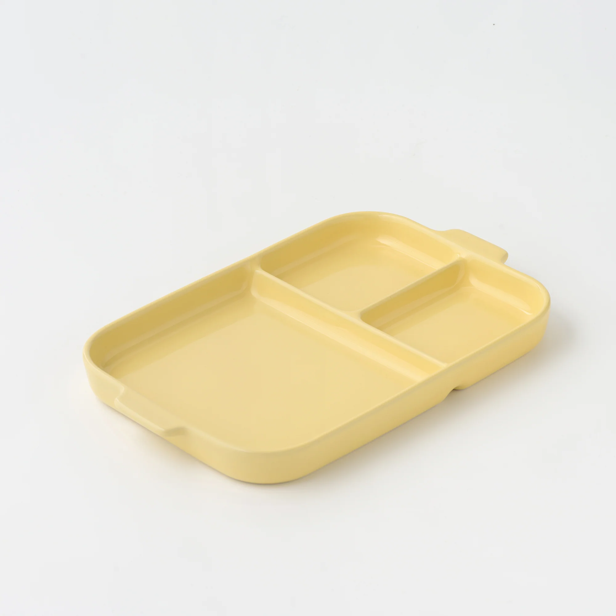 Stoneware Divided Plate - Light Yellow - Image 4