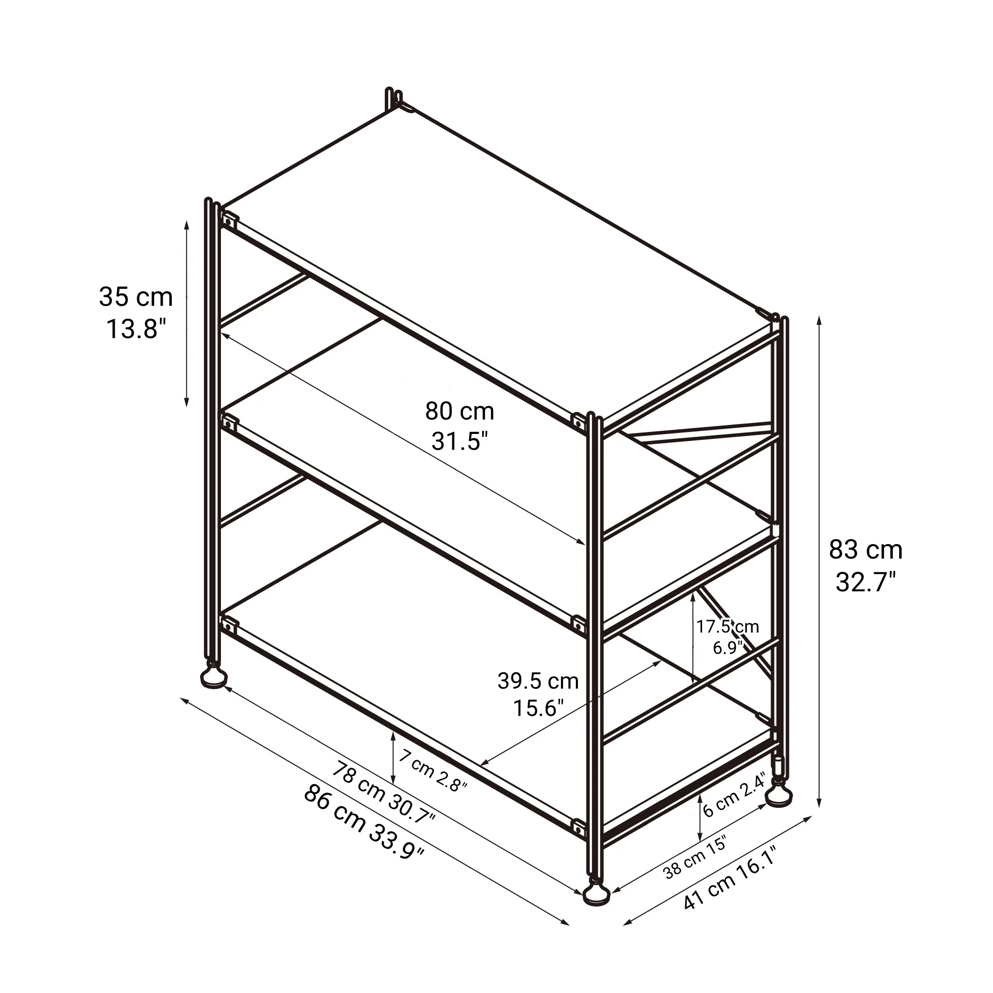 SUS Shelving Unit - Walnut - Wide - Small - Image 5