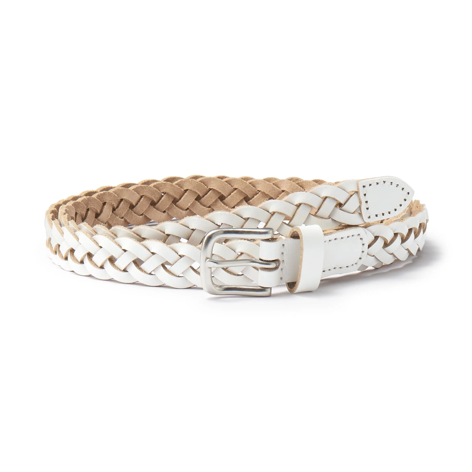 Vegetable Tannin Leather Hand-Knitted Skinny Belt - Image 11