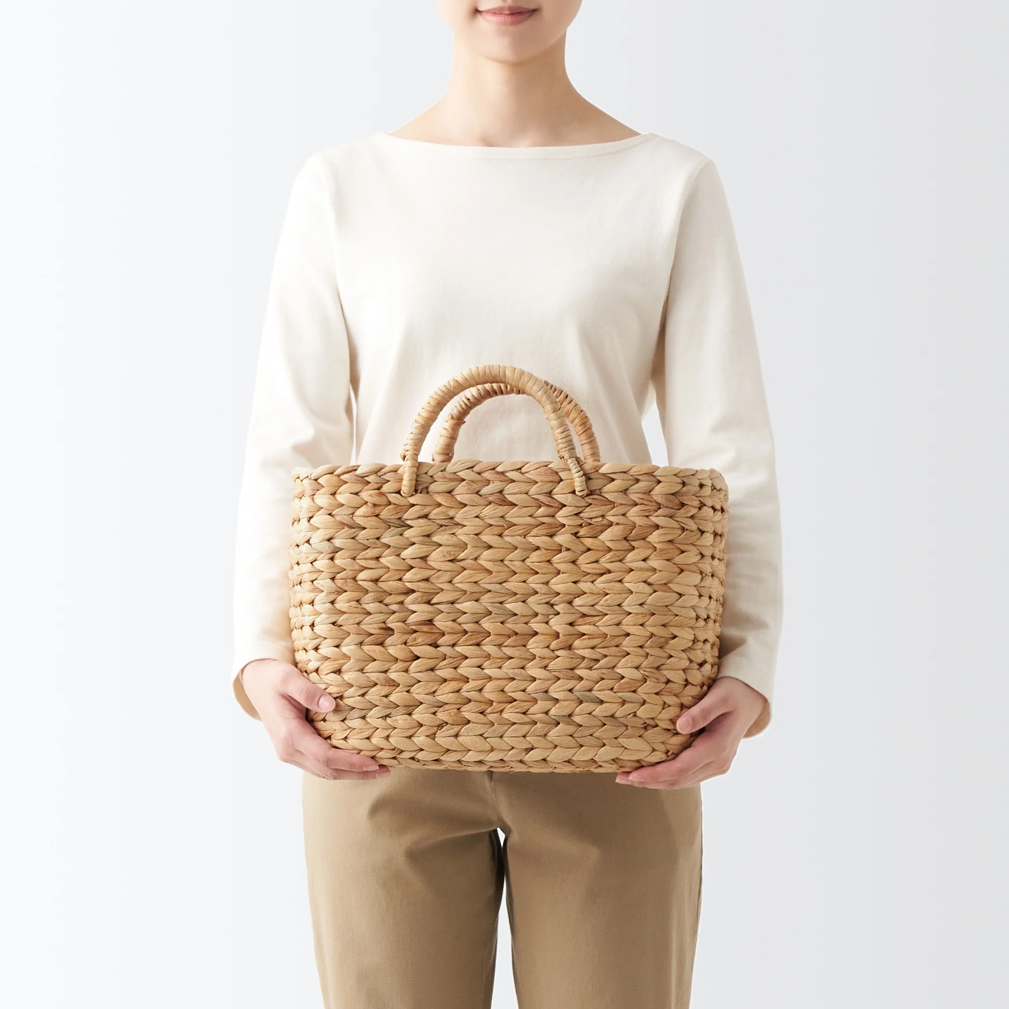 Water Hyacinth Basket - Large W14.6 x D7.3 x H10.2" - Image 2