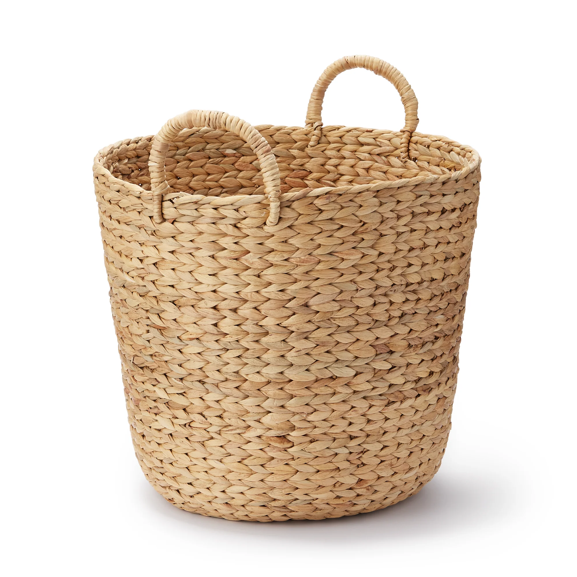 Water Hyacinth Basket with Handles - Round - Large Dia. 17.7 x H15.7"