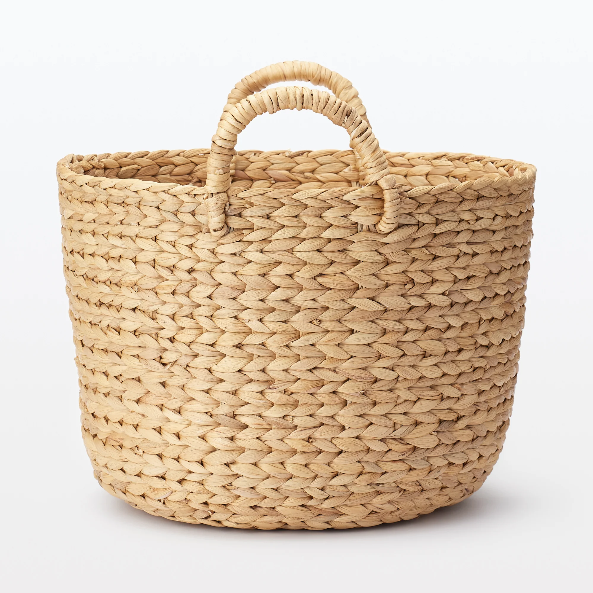 Water Hyacinth Basket with Handles - Round - Small Dia. 14.6 x H10.2" - Image 3