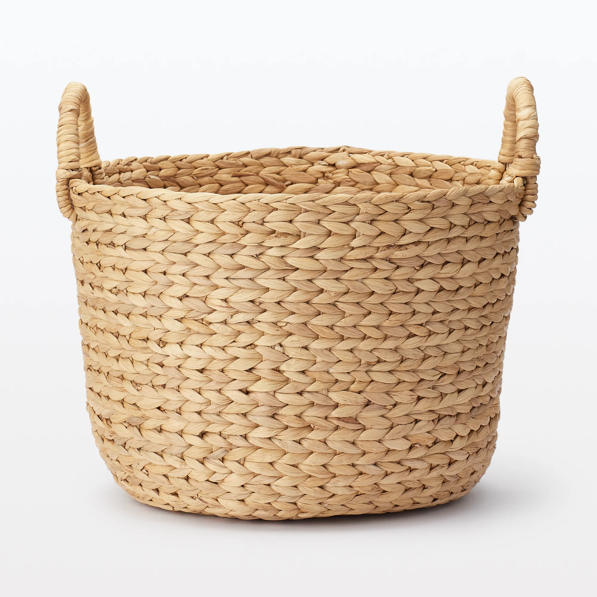 Water Hyacinth Basket with Handles - Round - Small Dia. 14.6 x H10.2" - Image 4