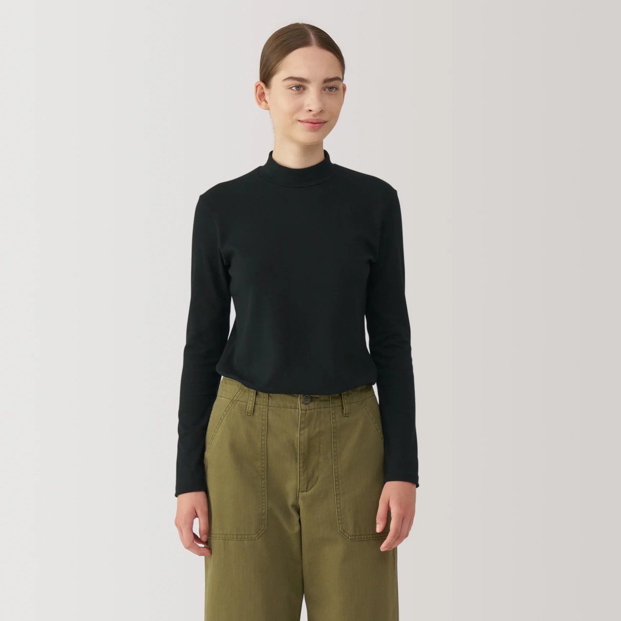 Women's Brushed Ribbed High Neck Long Sleeve T-Shirt - Image 3