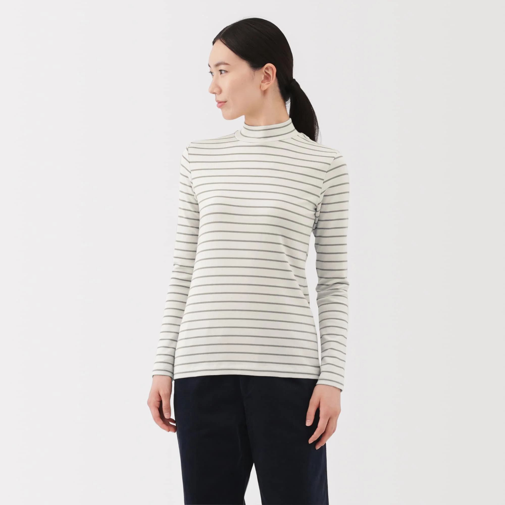 Women's Brushed Ribbed High Neck Long Sleeve T-Shirt - Image 35