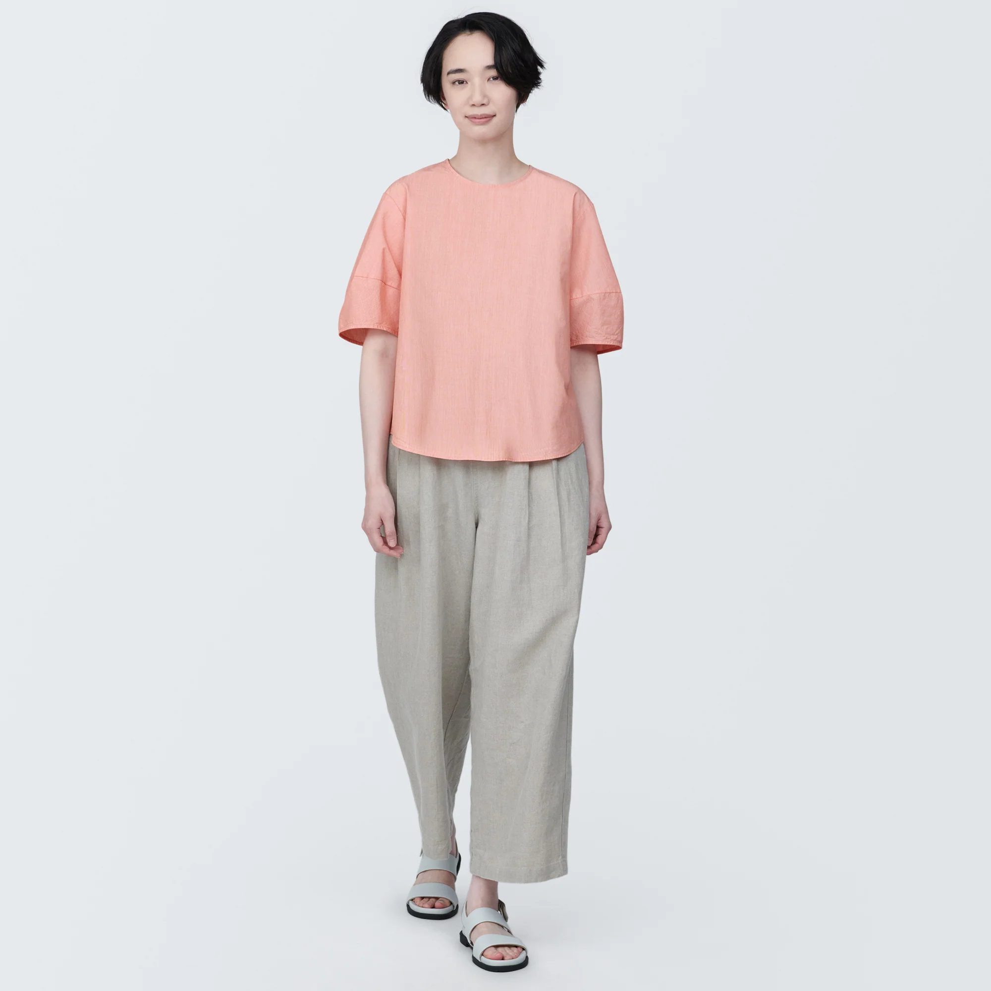 Women's Cool Touch Broadcloth Short Sleeve Striped Blouse - Image 4