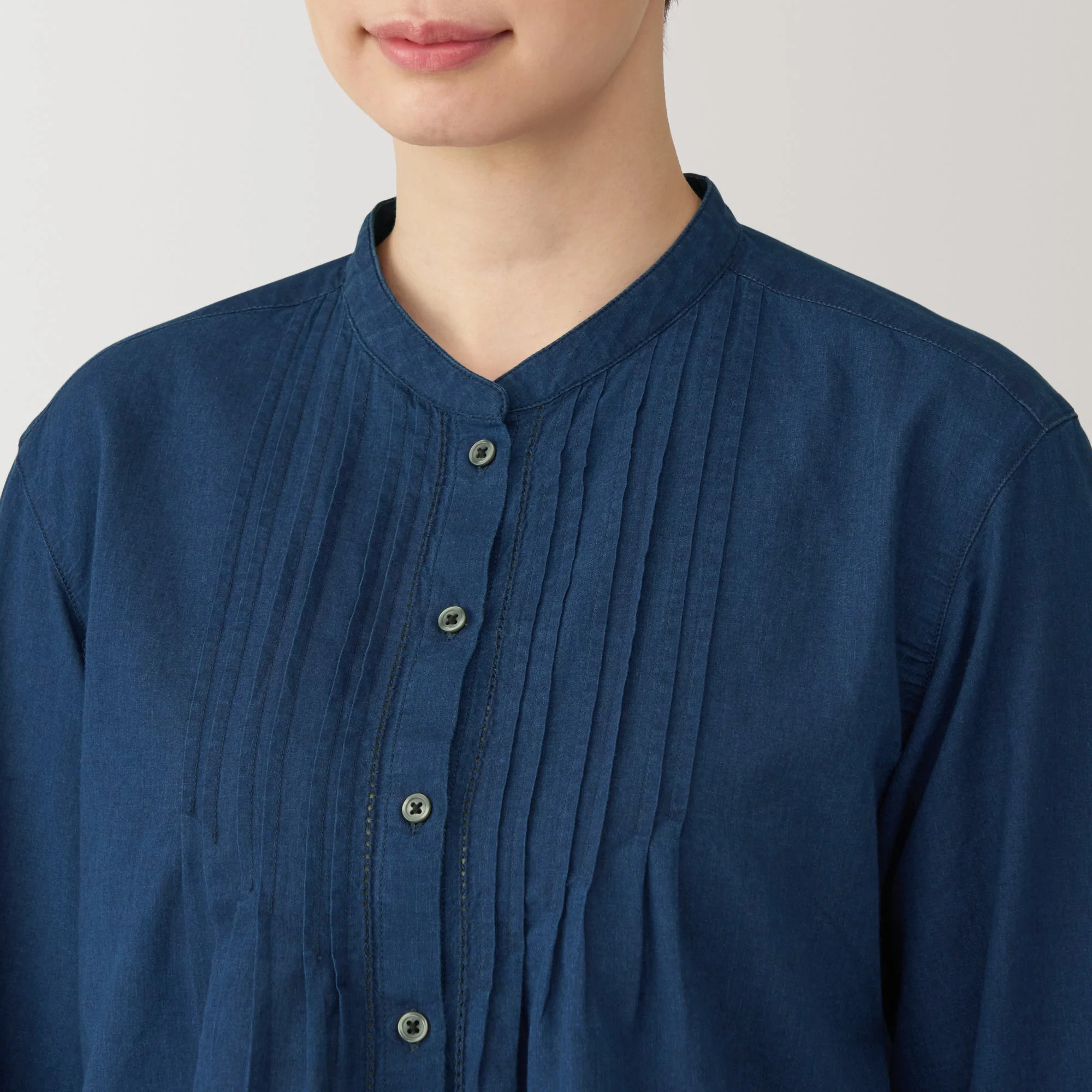 Women's Cotton Voile Indigo Blouse - Image 7