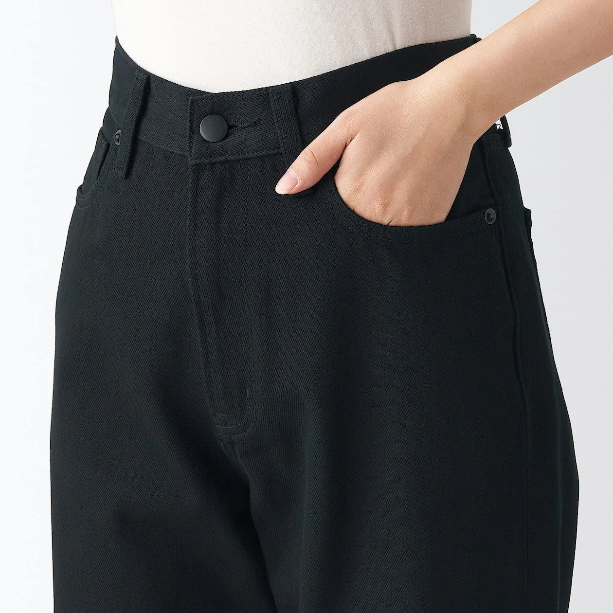Women's Denim Regular Pants Black - Image 8