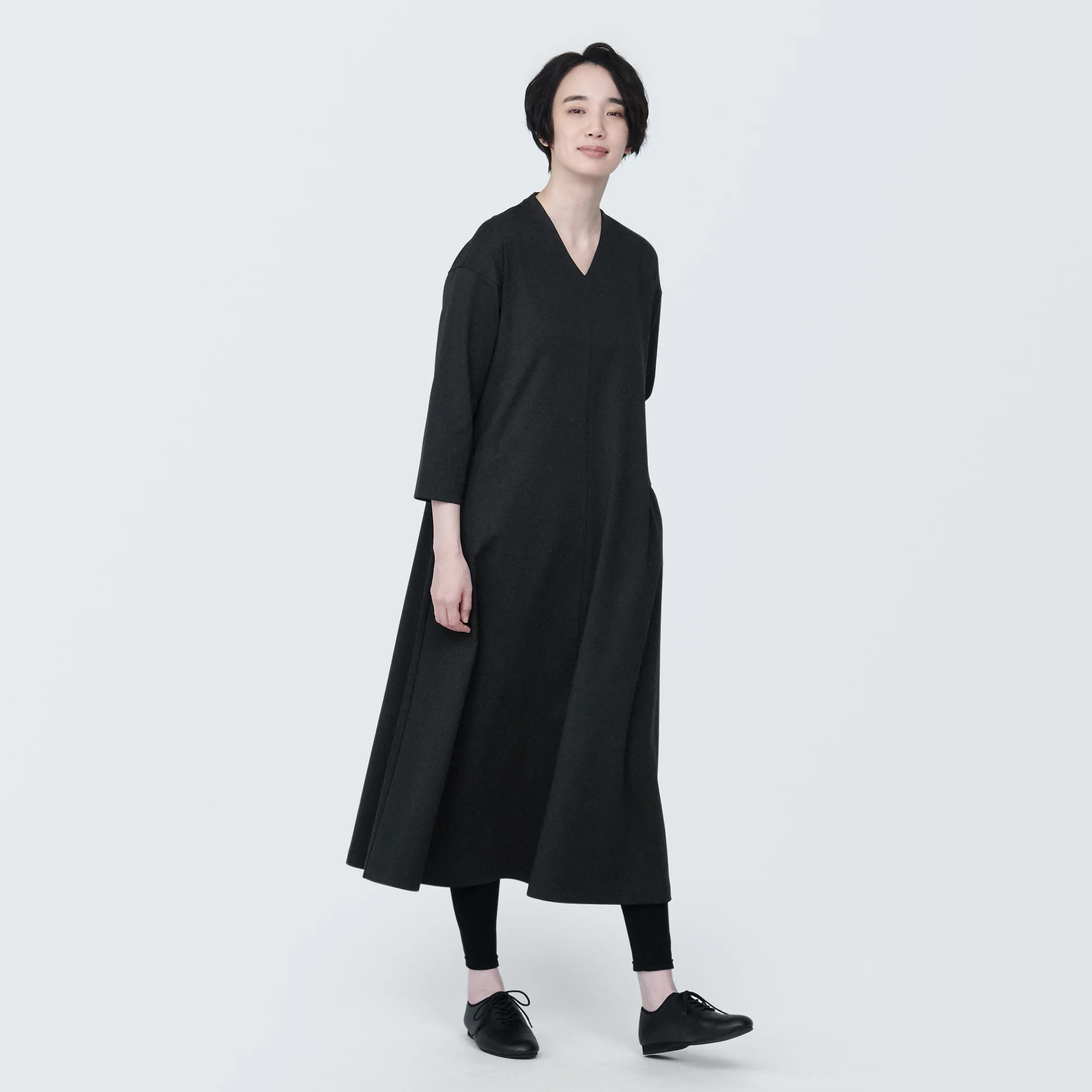 Women's Double Knitted V-Neck Dress - Image 11