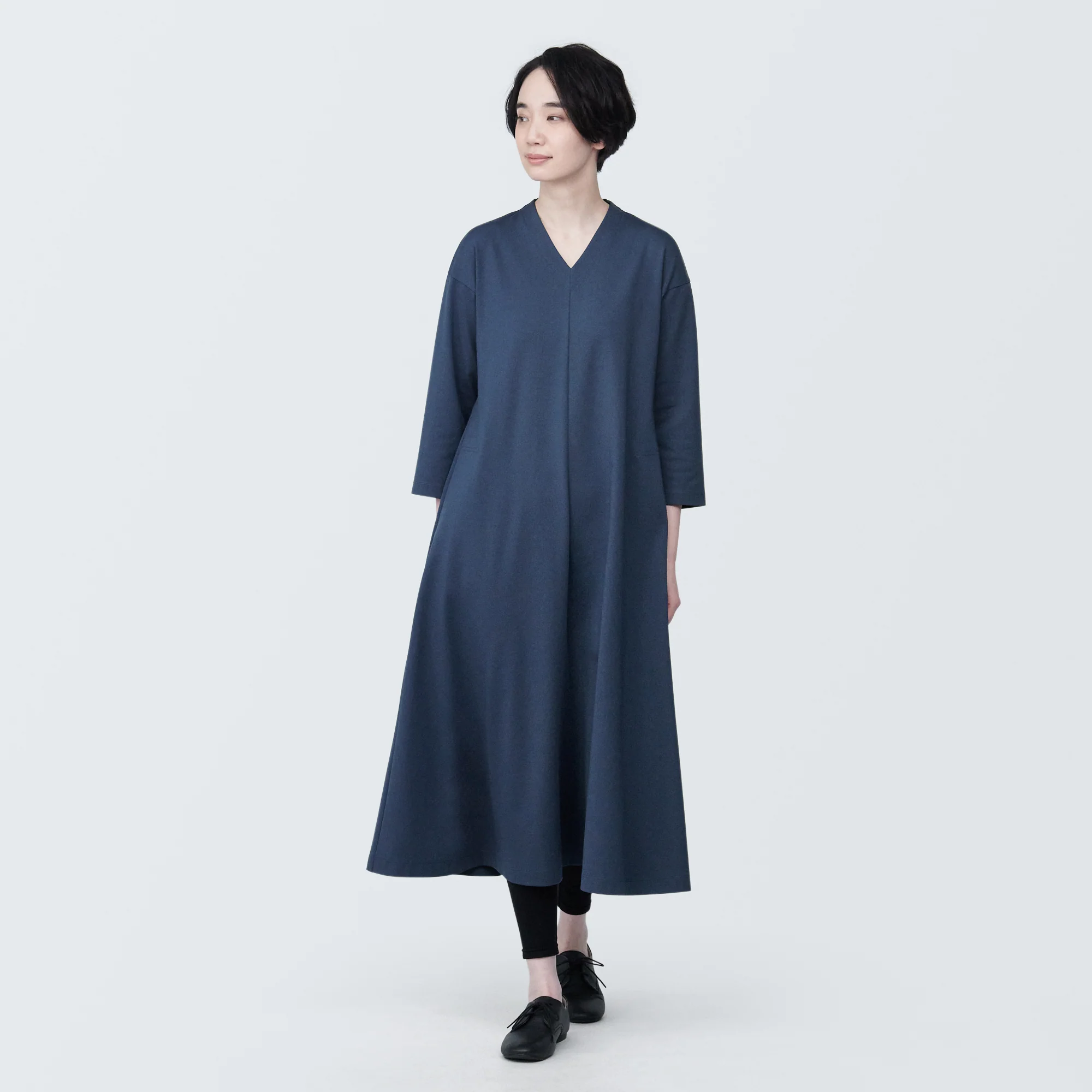 Women's Double Knitted V-Neck Dress - Image 3