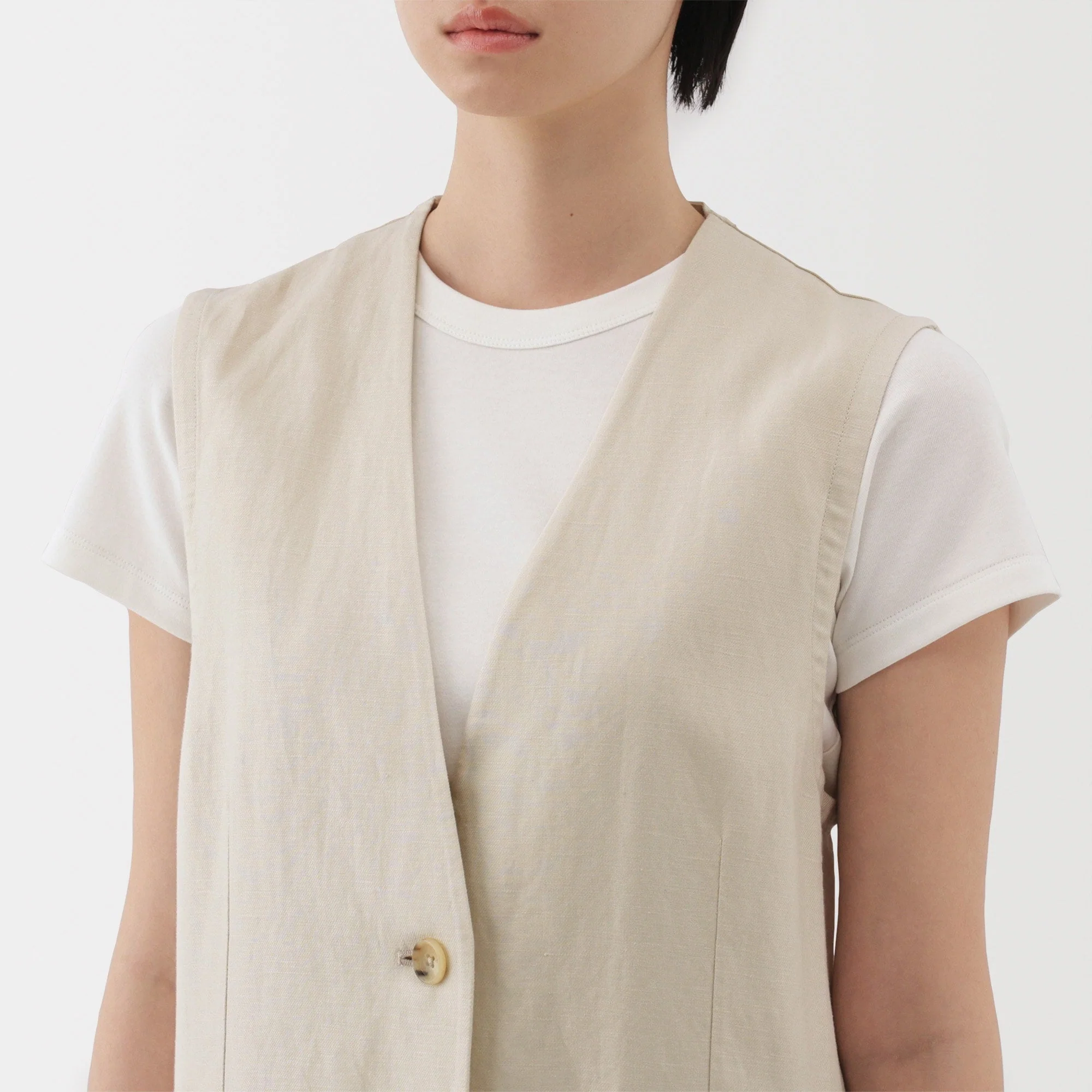 Women's Hemp Blend Twill Long Gilet - Image 15