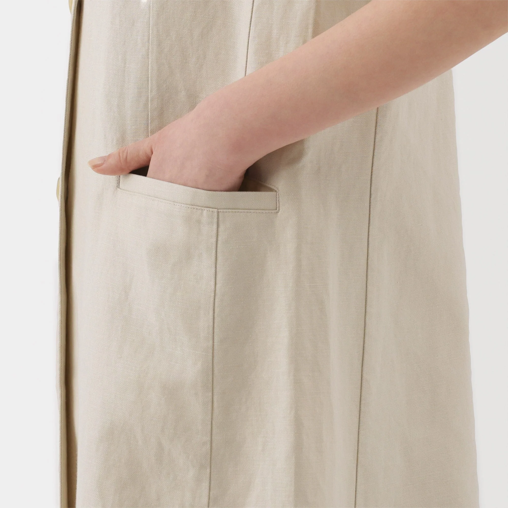 Women's Hemp Blend Twill Long Gilet - Image 16