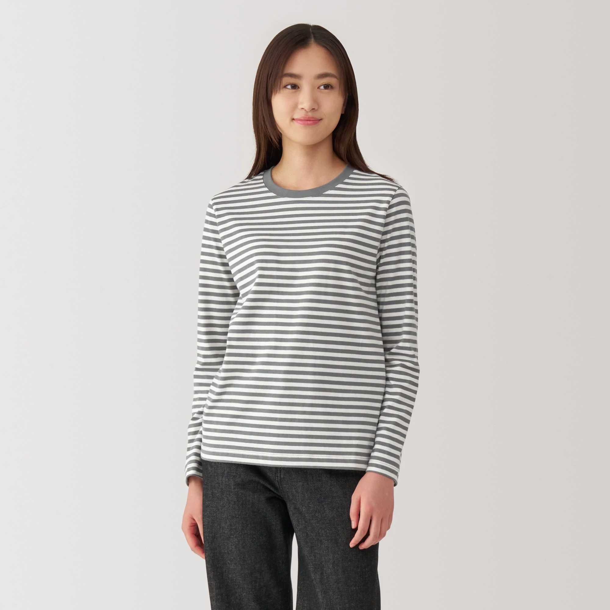 Women's Jersey Crew Neck Long Sleeve Striped T-Shirt - Image 11