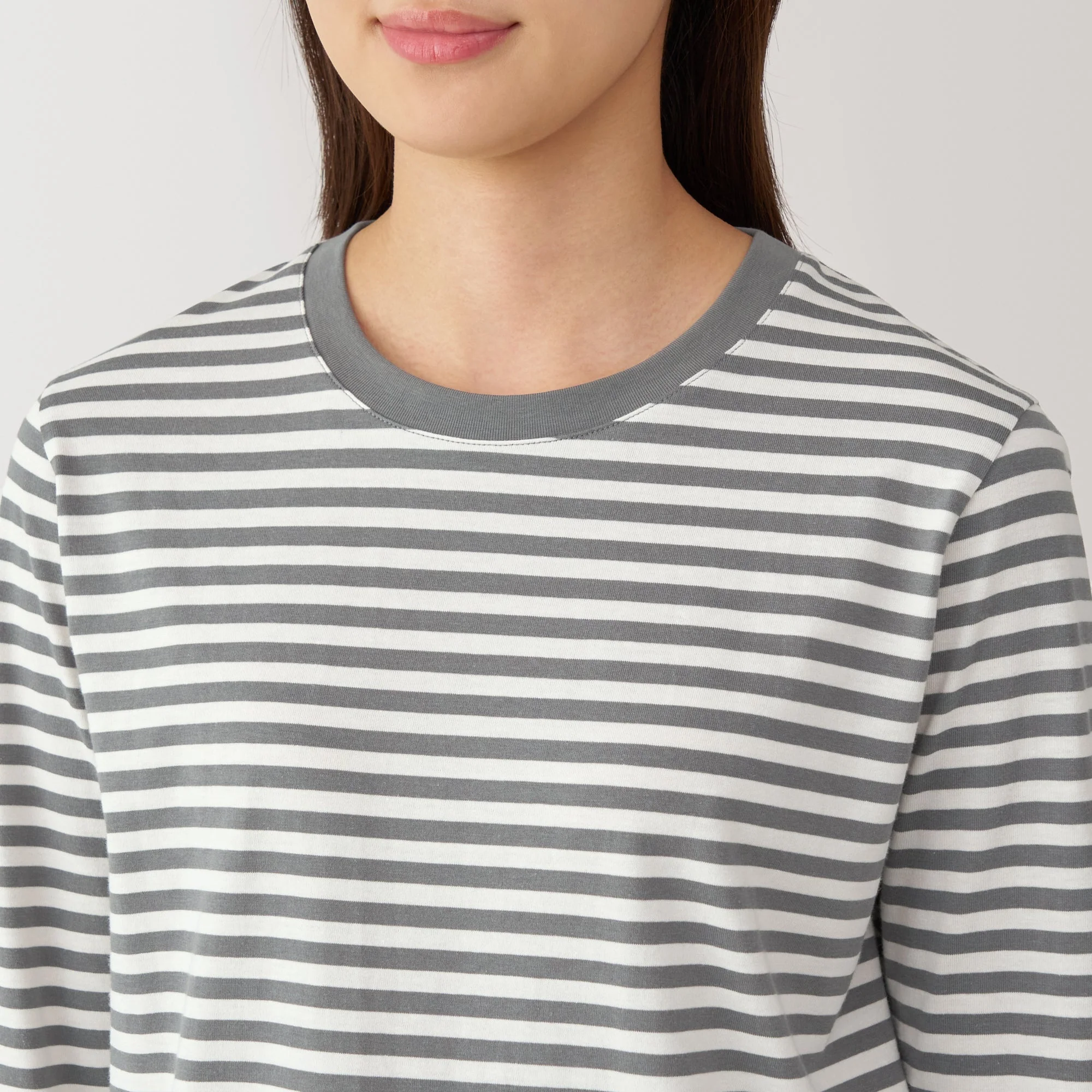 Women's Jersey Crew Neck Long Sleeve Striped T-Shirt - Image 15