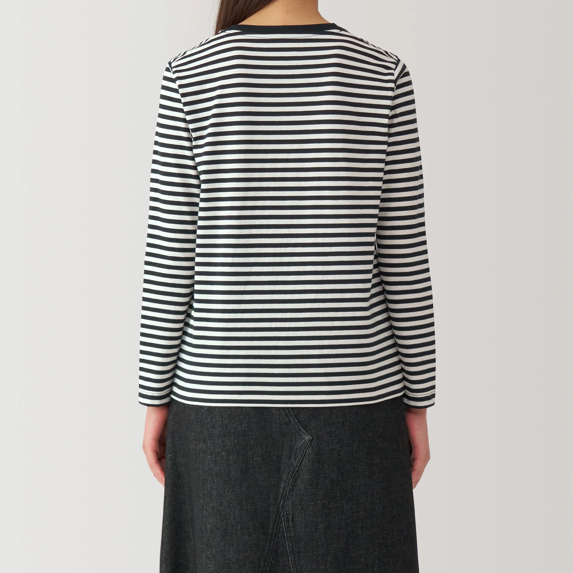Women's Jersey Crew Neck Long Sleeve Striped T-Shirt - Image 22