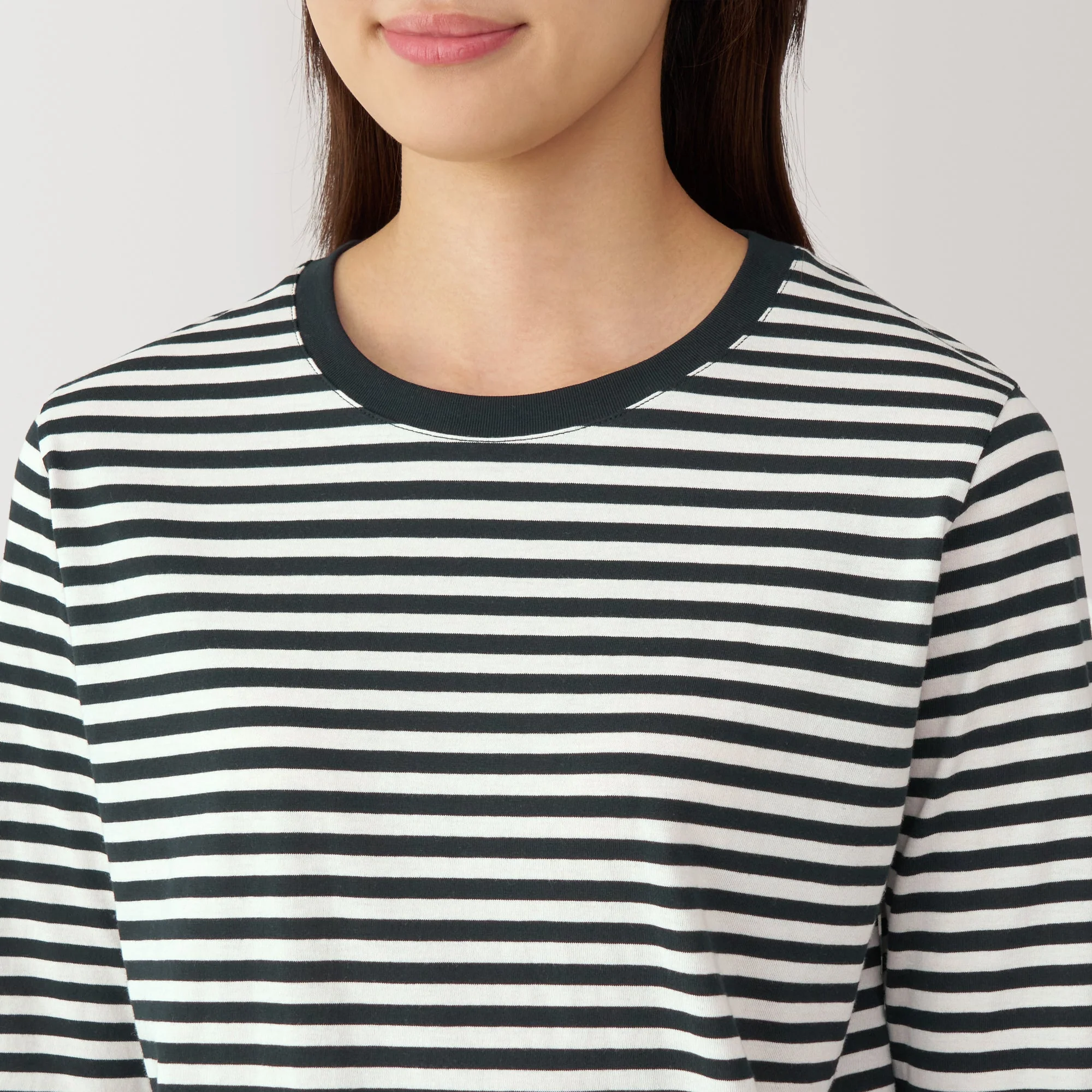 Women's Jersey Crew Neck Long Sleeve Striped T-Shirt - Image 23