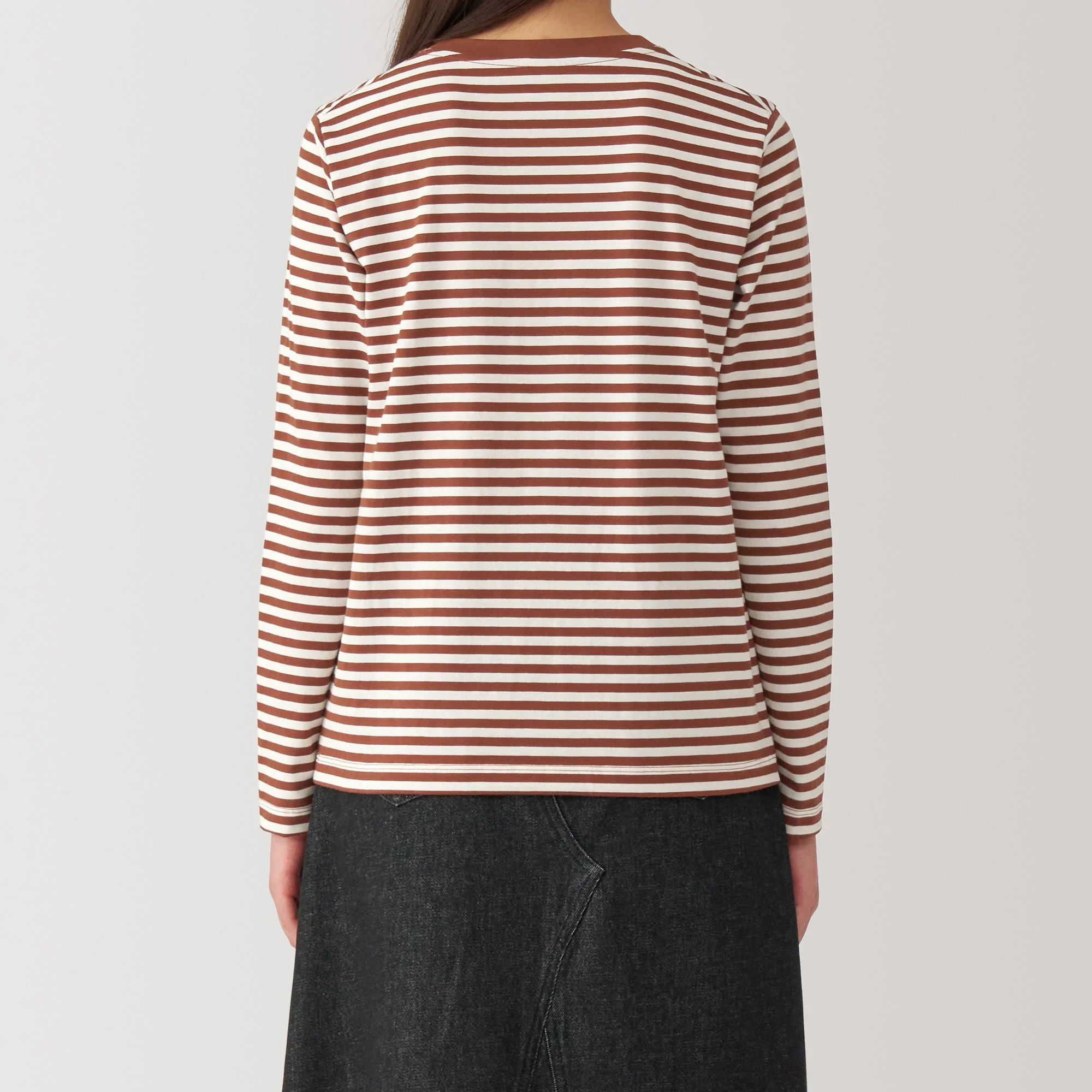 Women's Jersey Crew Neck Long Sleeve Striped T-Shirt - Image 30