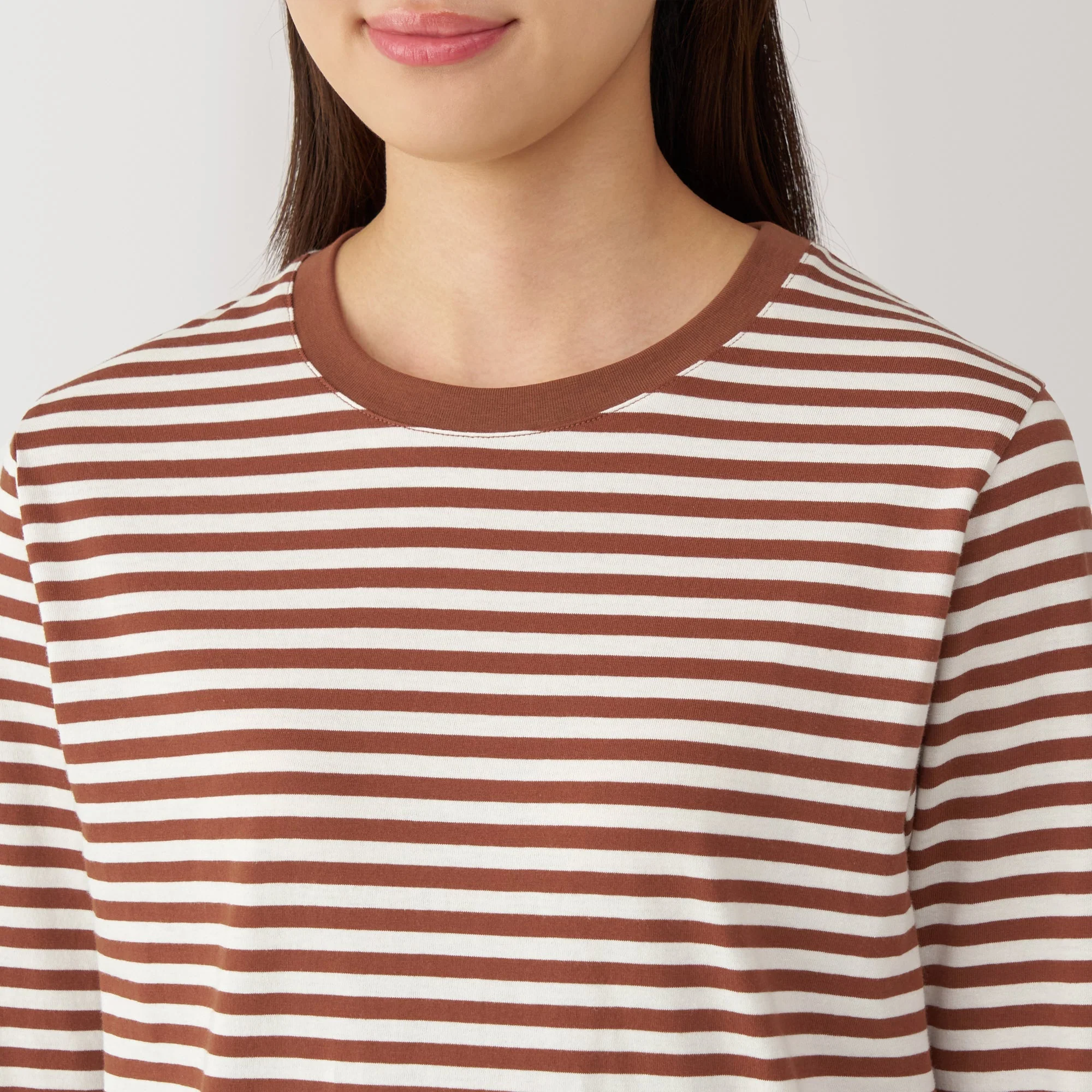 Women's Jersey Crew Neck Long Sleeve Striped T-Shirt - Image 31