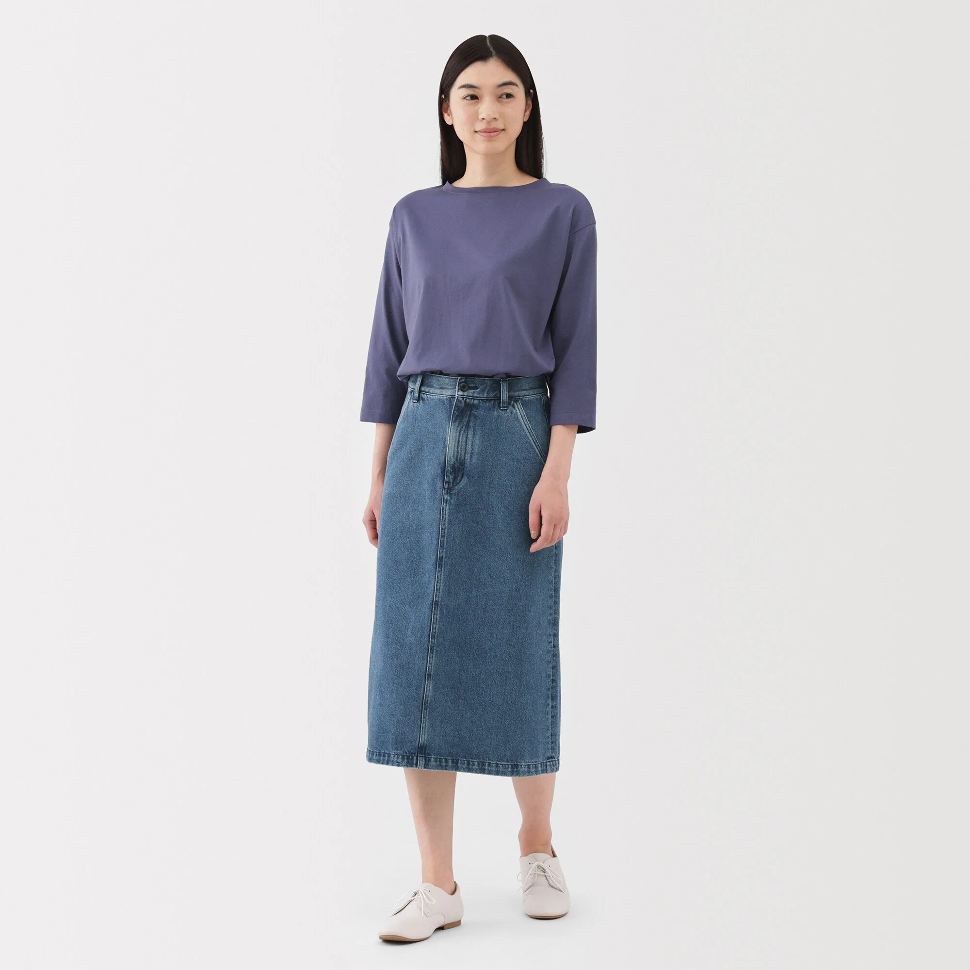 Kapok Blend Denim A-Line Skirt - Image 14