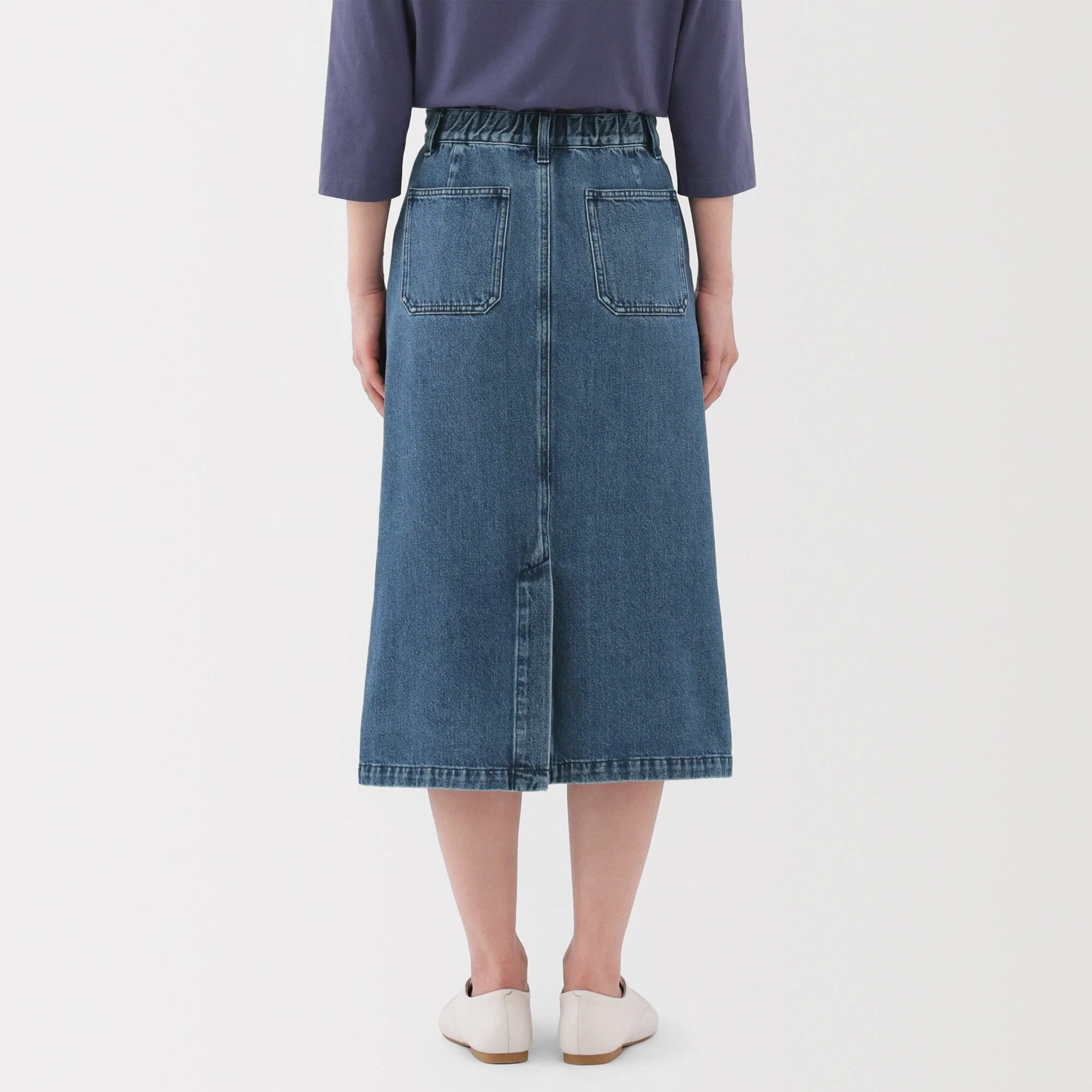 Kapok Blend Denim A-Line Skirt - Image 16