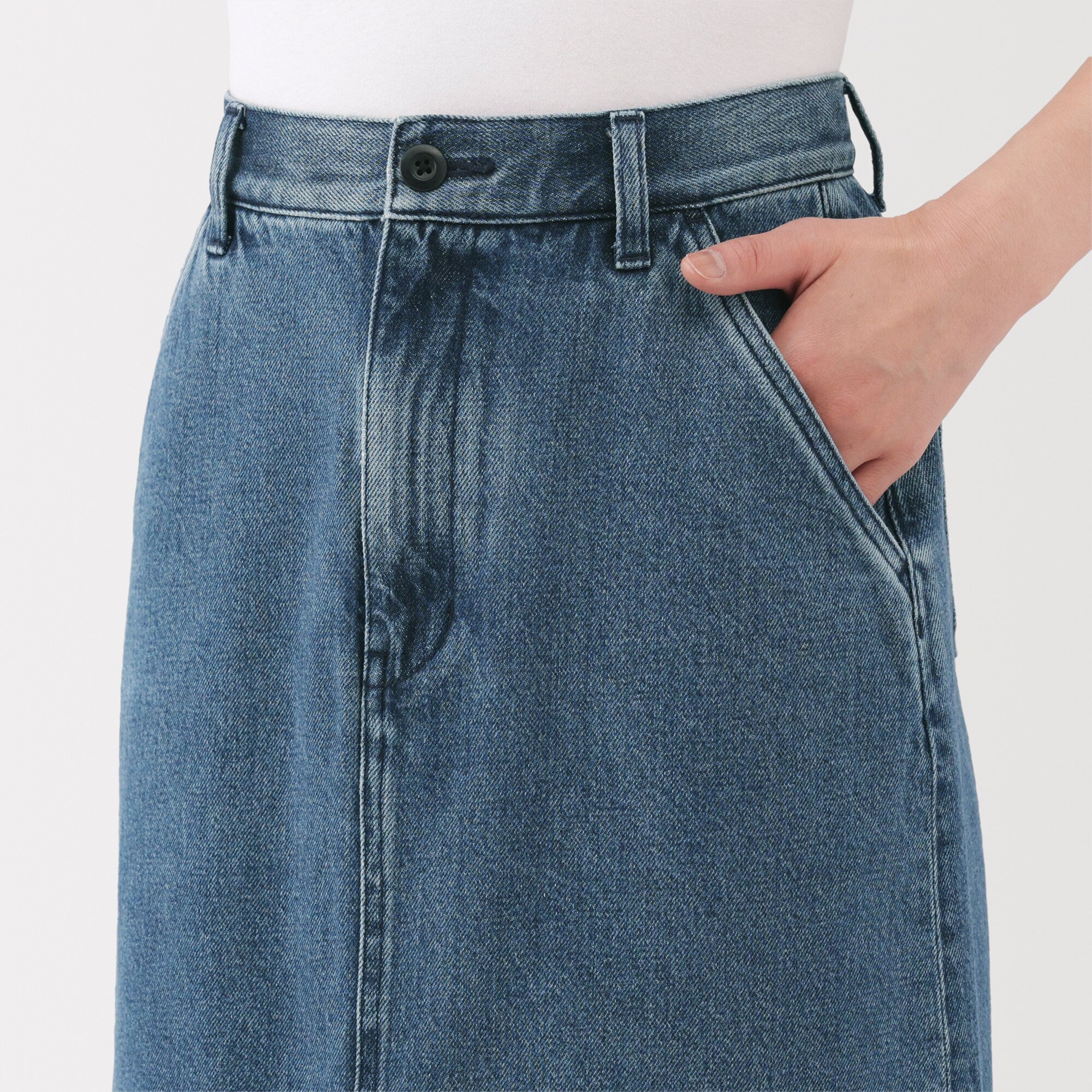 Kapok Blend Denim A-Line Skirt - Image 17