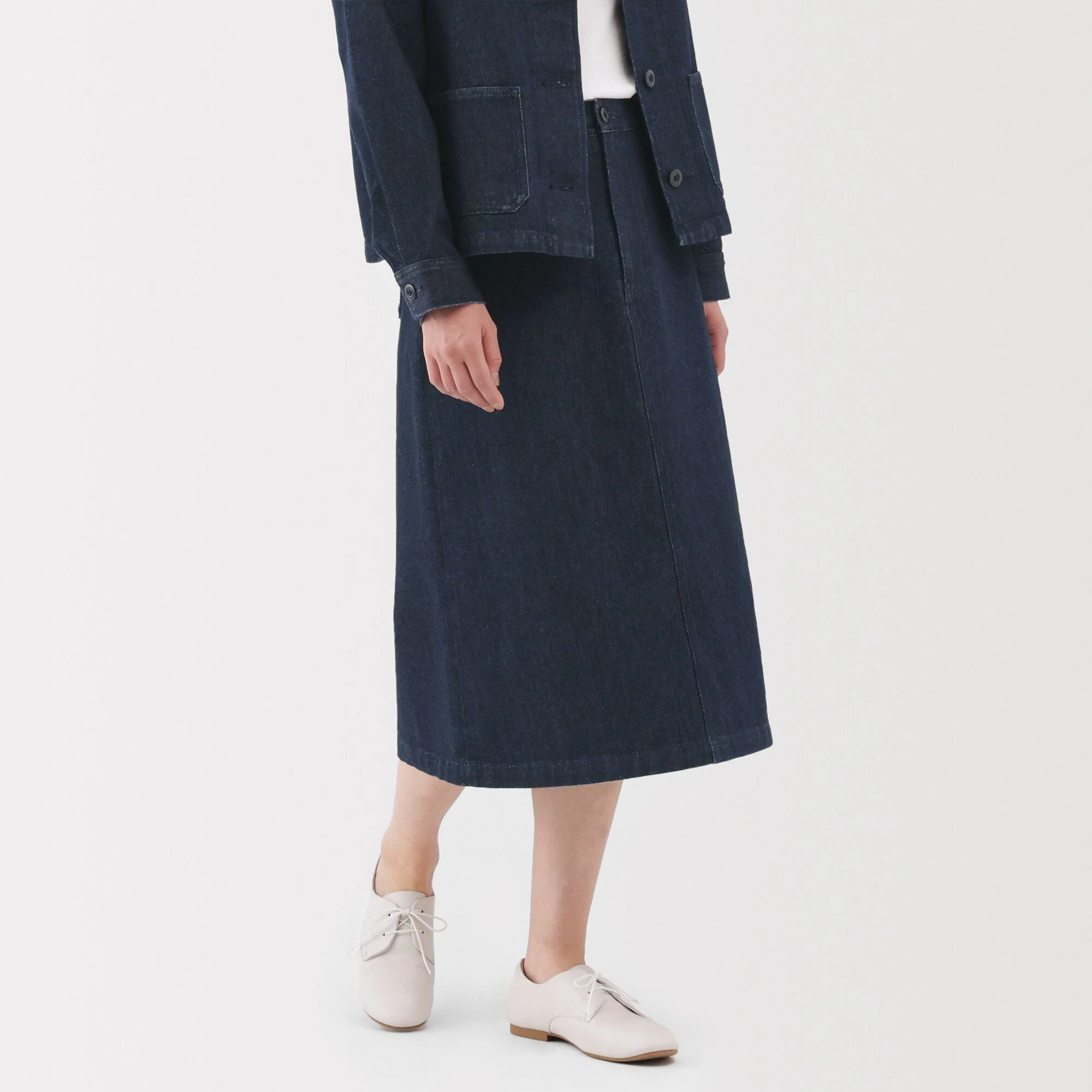 Kapok Blend Denim A-Line Skirt - Image 3