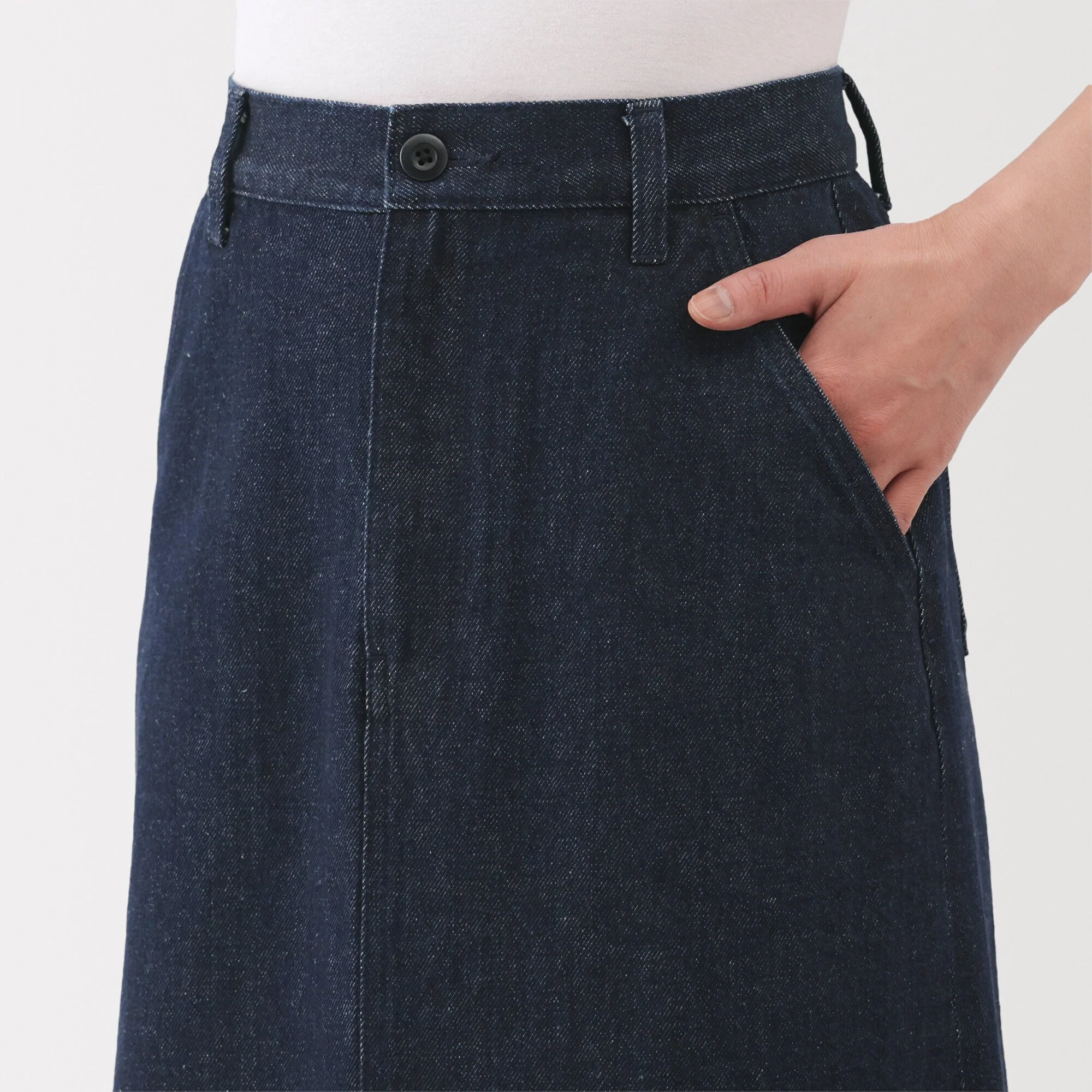 Kapok Blend Denim A-Line Skirt - Image 7