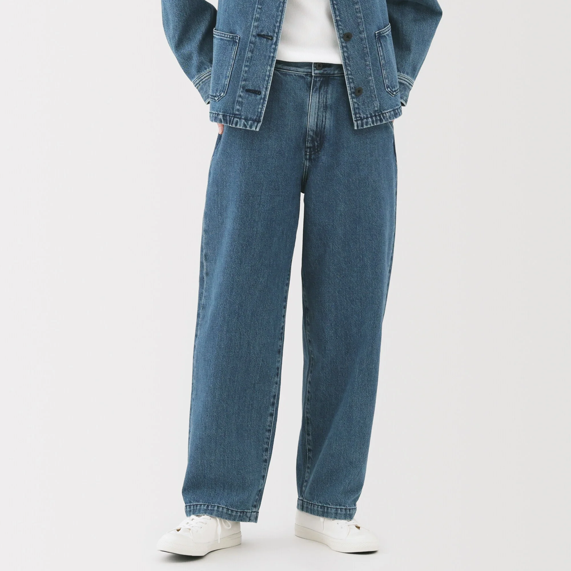 Kapok Blend Denim Wide Tapered Pants - Image 12