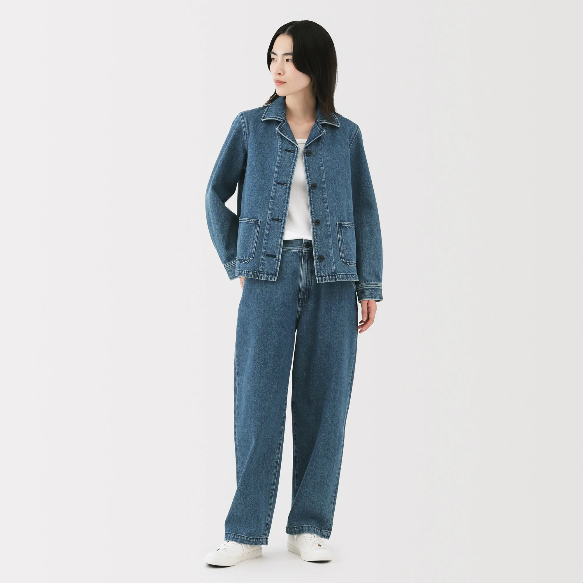 Kapok Blend Denim Wide Tapered Pants - Image 13