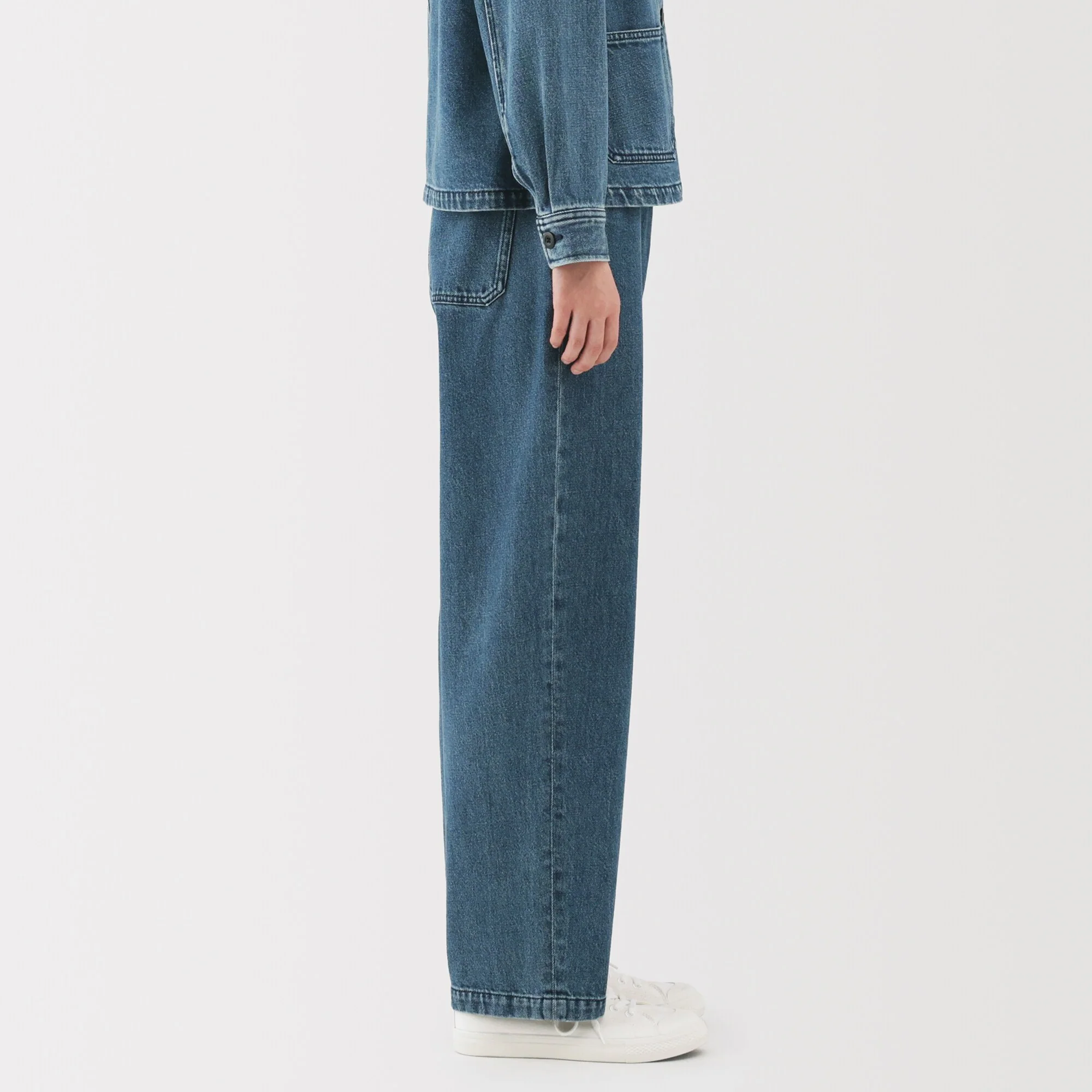 Kapok Blend Denim Wide Tapered Pants - Image 14