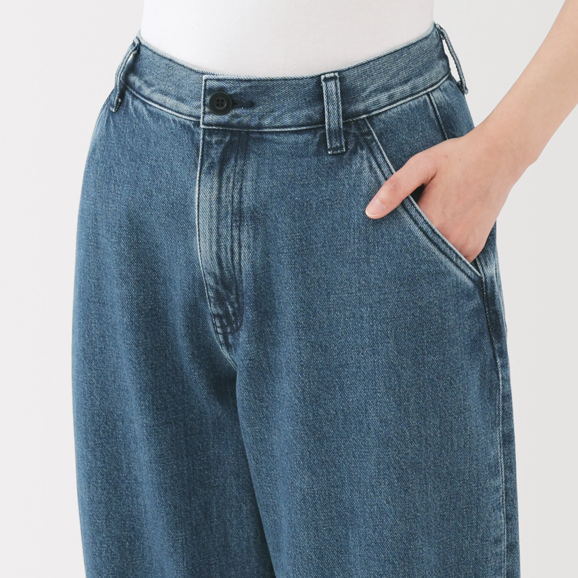 Kapok Blend Denim Wide Tapered Pants - Image 16