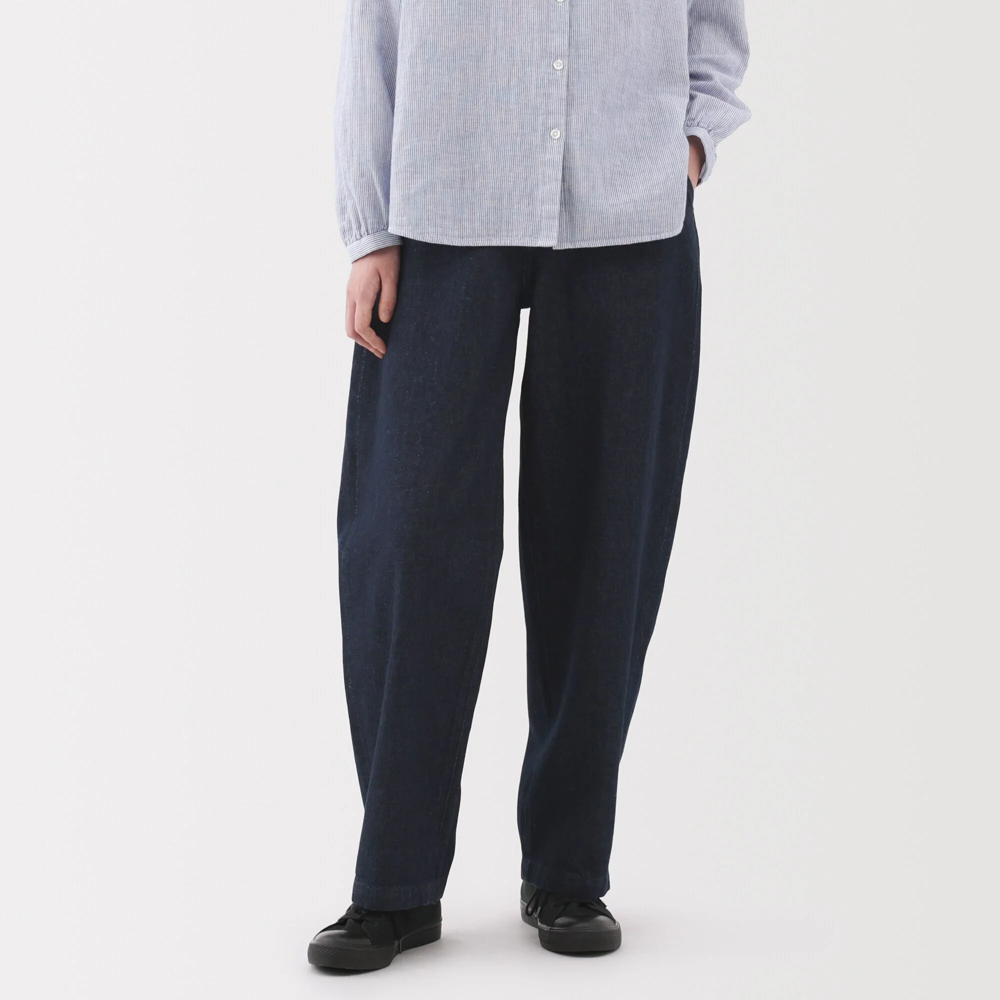 Kapok Blend Denim Wide Tapered Pants - Image 3
