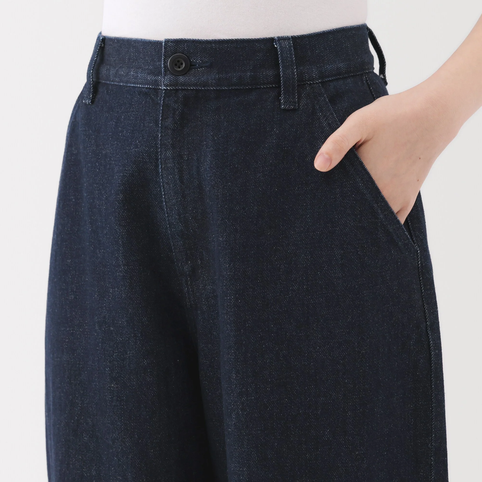 Kapok Blend Denim Wide Tapered Pants - Image 7