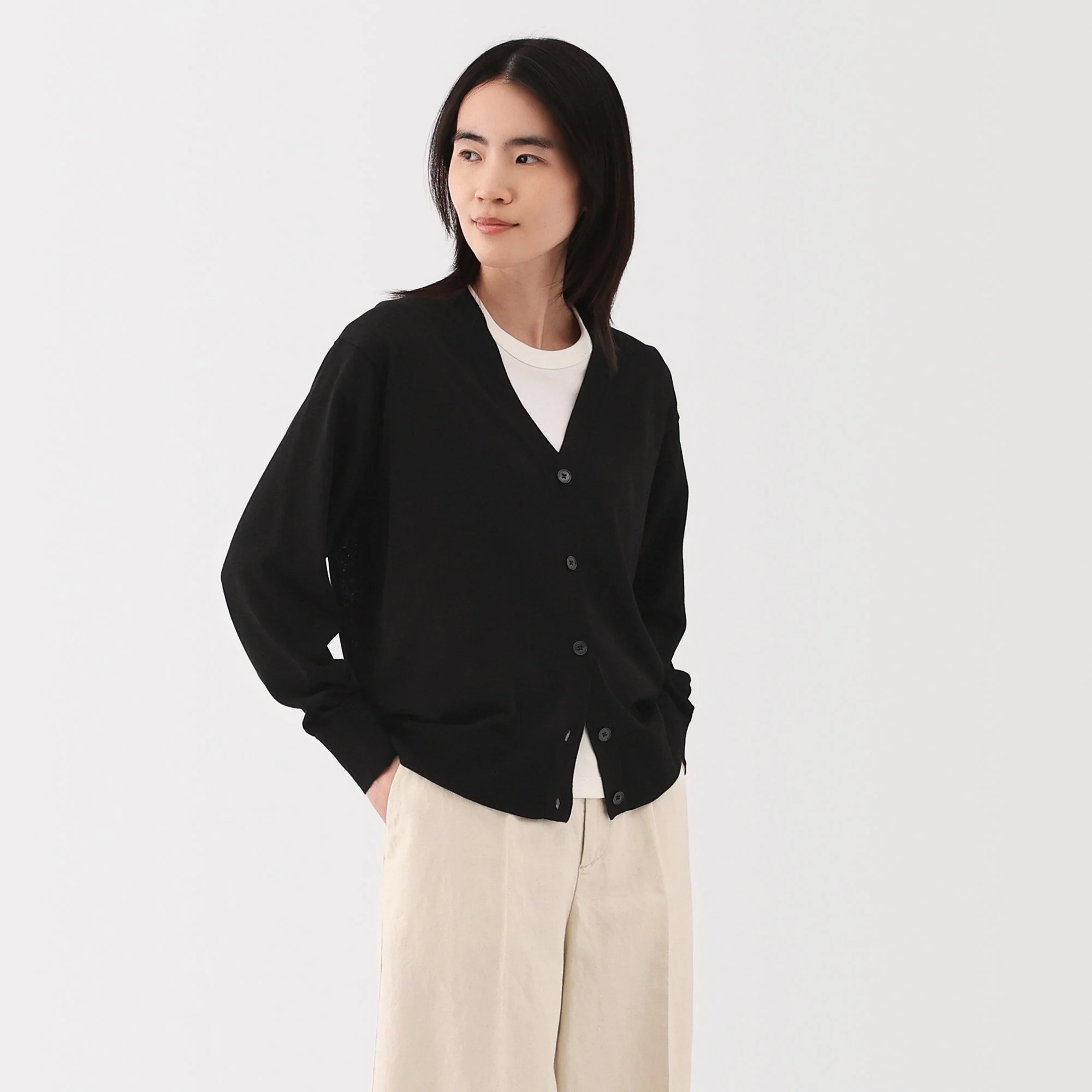 Women's Light Knit V-Neck Cardigan - Image 3